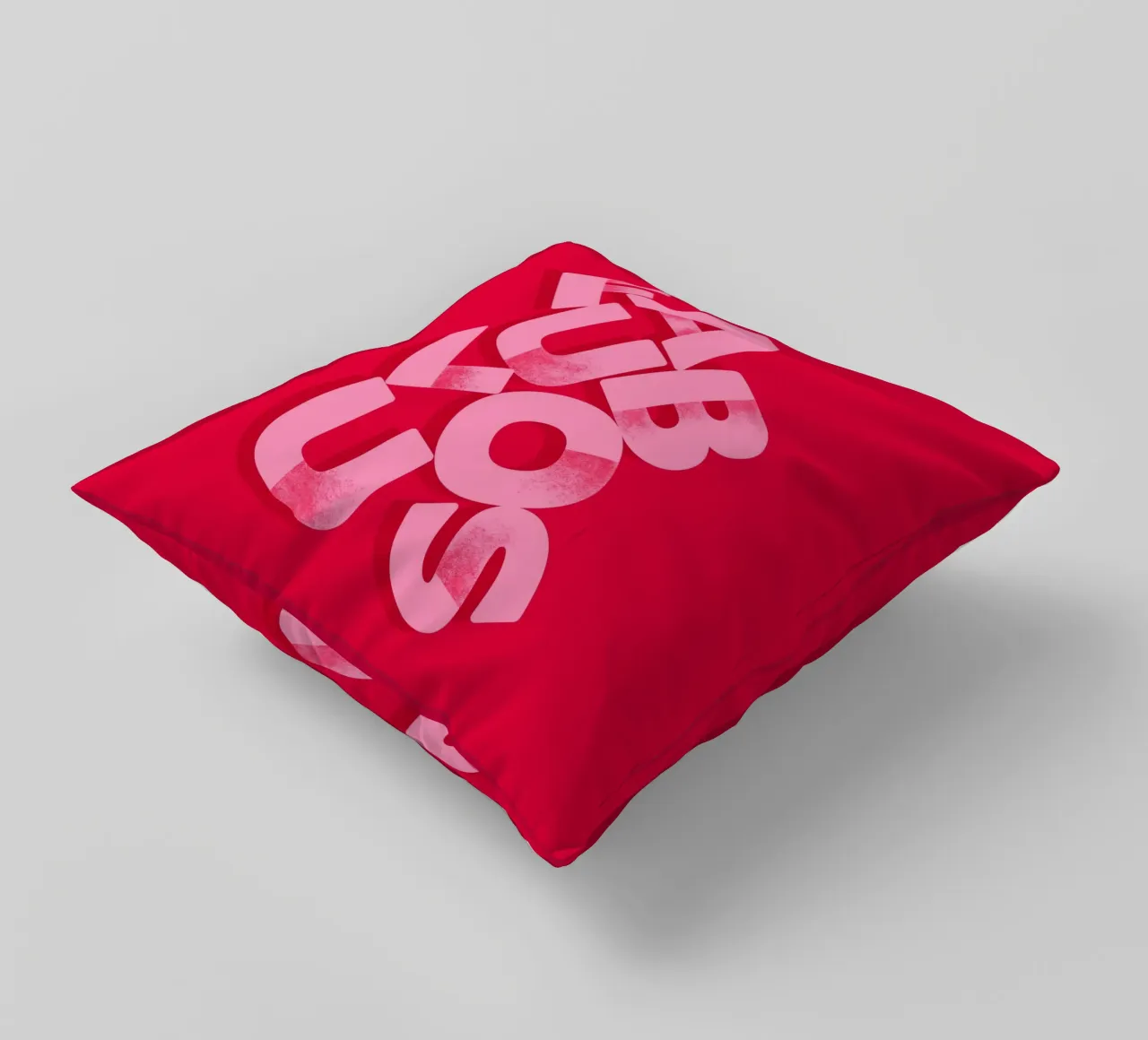 Fabulous Pink Typography on Red Background decorative cushion by showmemars