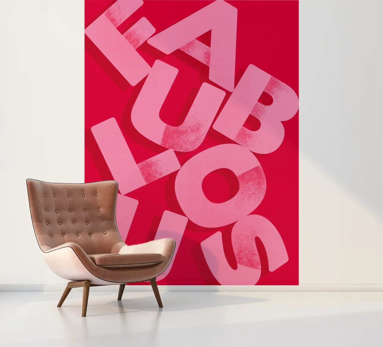 Fabulous Pink Typography on Red Background photo wallpaper by showmemars