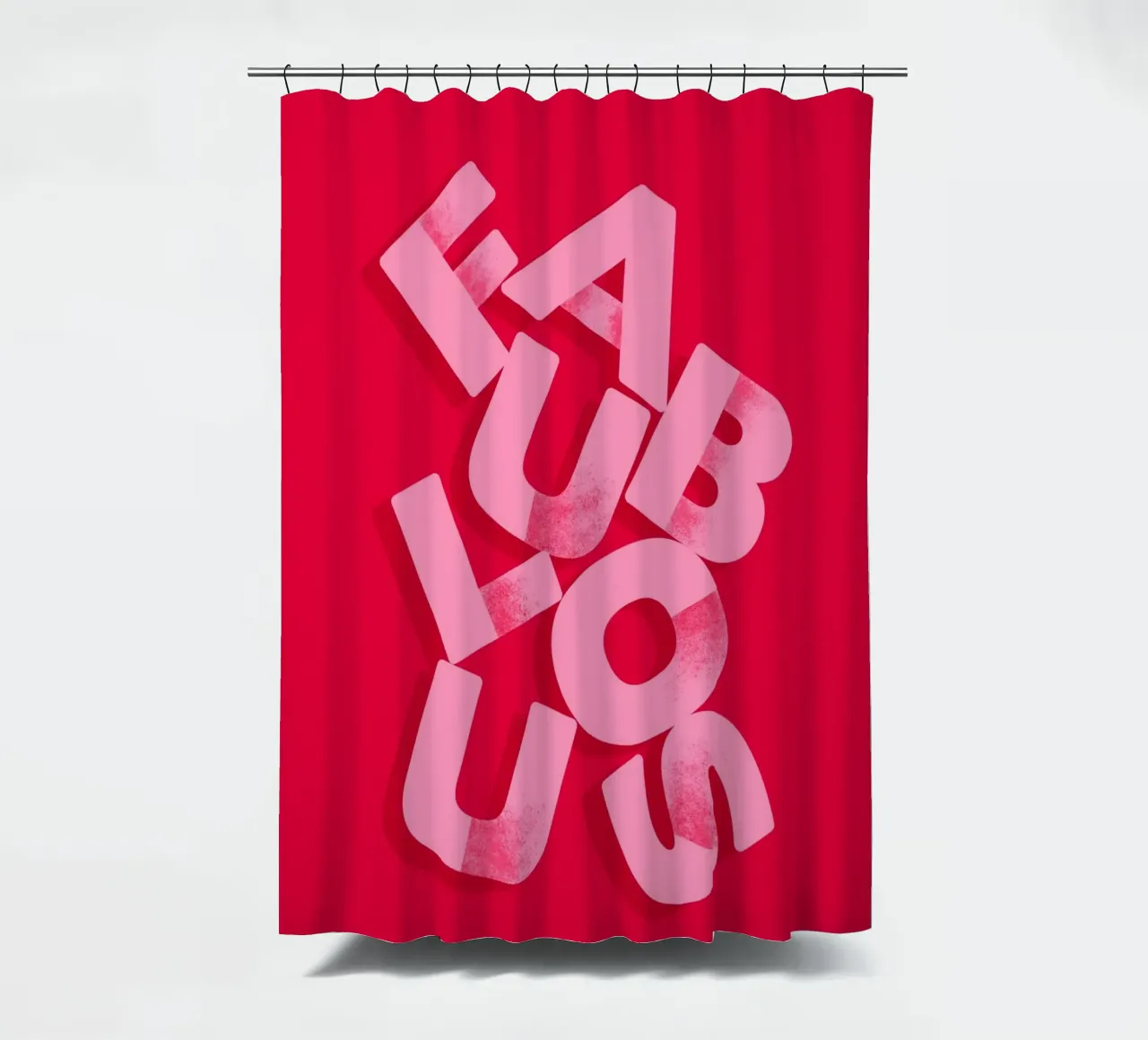 Fabulous Pink Typography on Red Background shower curtain by showmemars