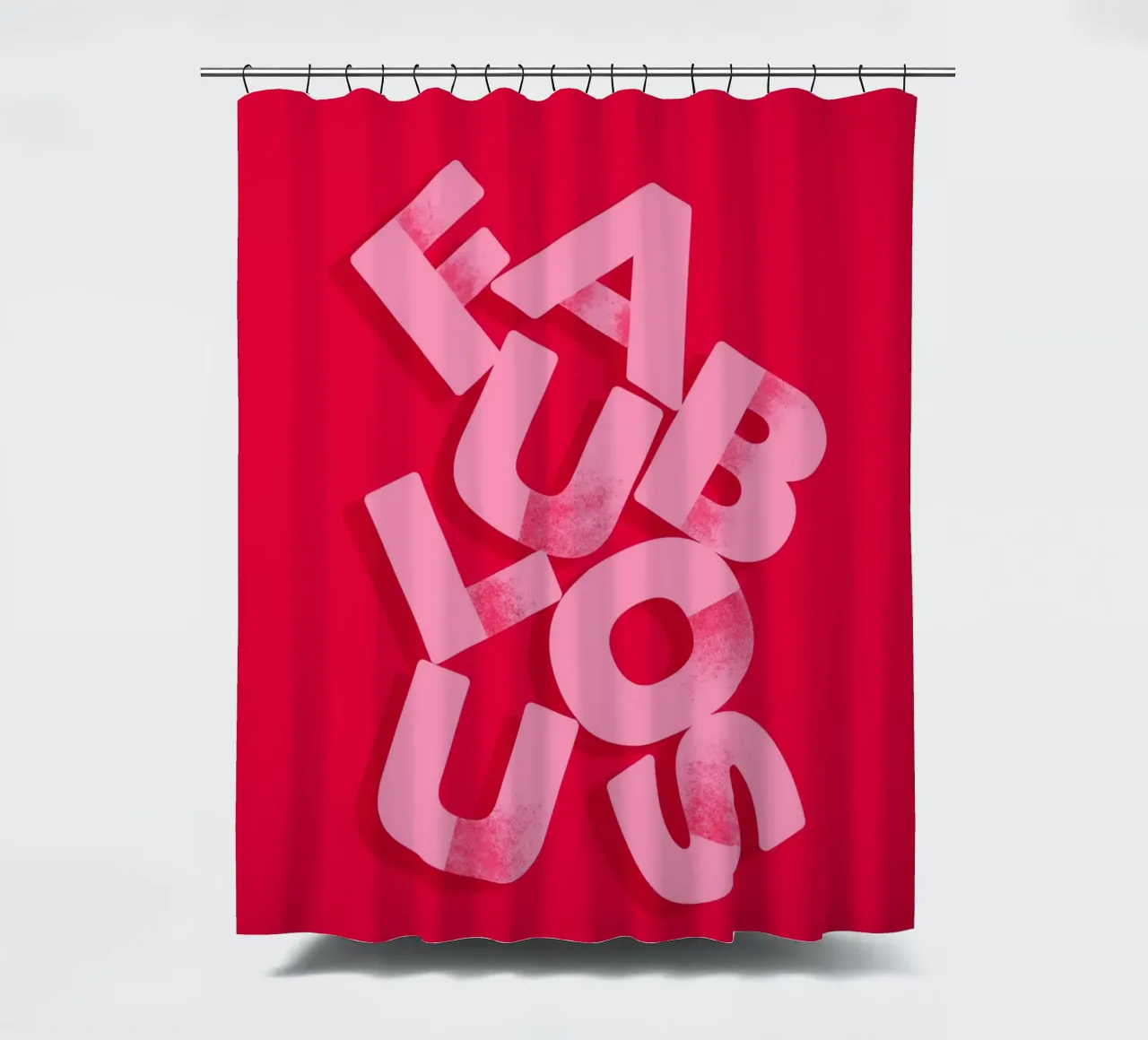 Fabulous Pink Typography on Red Background shower curtain by showmemars