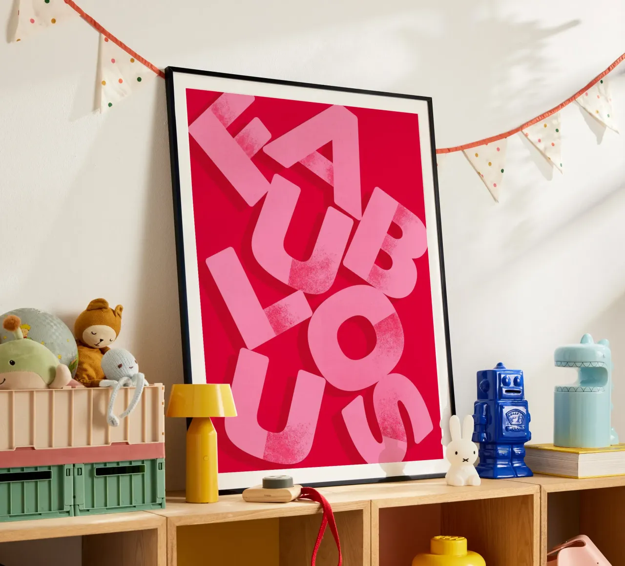 Fabulous Pink Typography on Red Background hahnemühle by showmemars