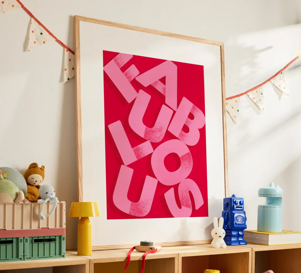 Fabulous Pink Typography on Red Background hahnemühle by showmemars