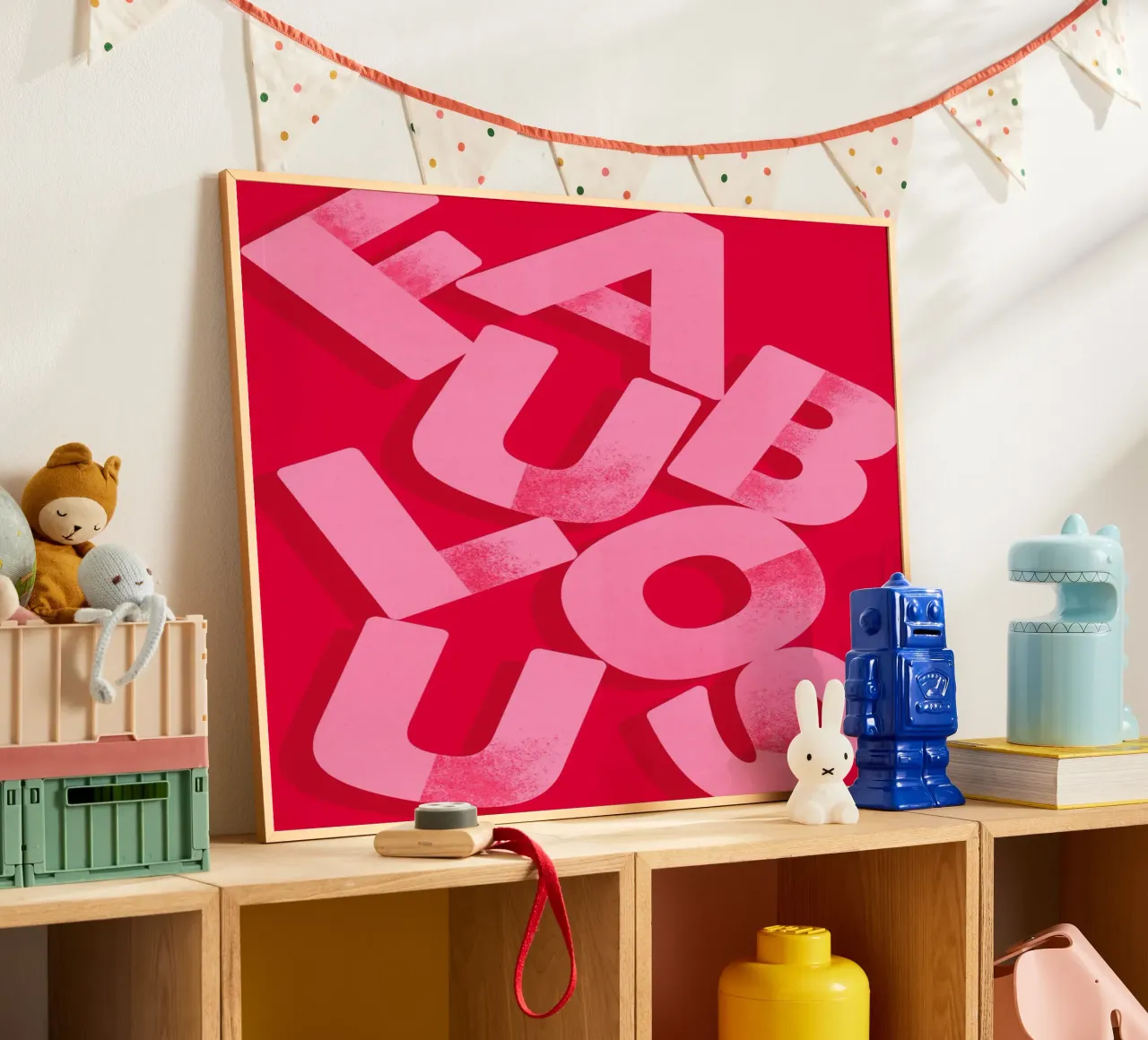 Fabulous Pink Typography on Red Background hahnemühle by showmemars