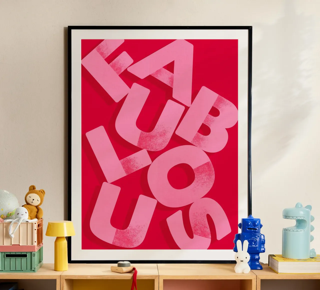 Fabulous Pink Typography on Red Background hahnemühle by showmemars