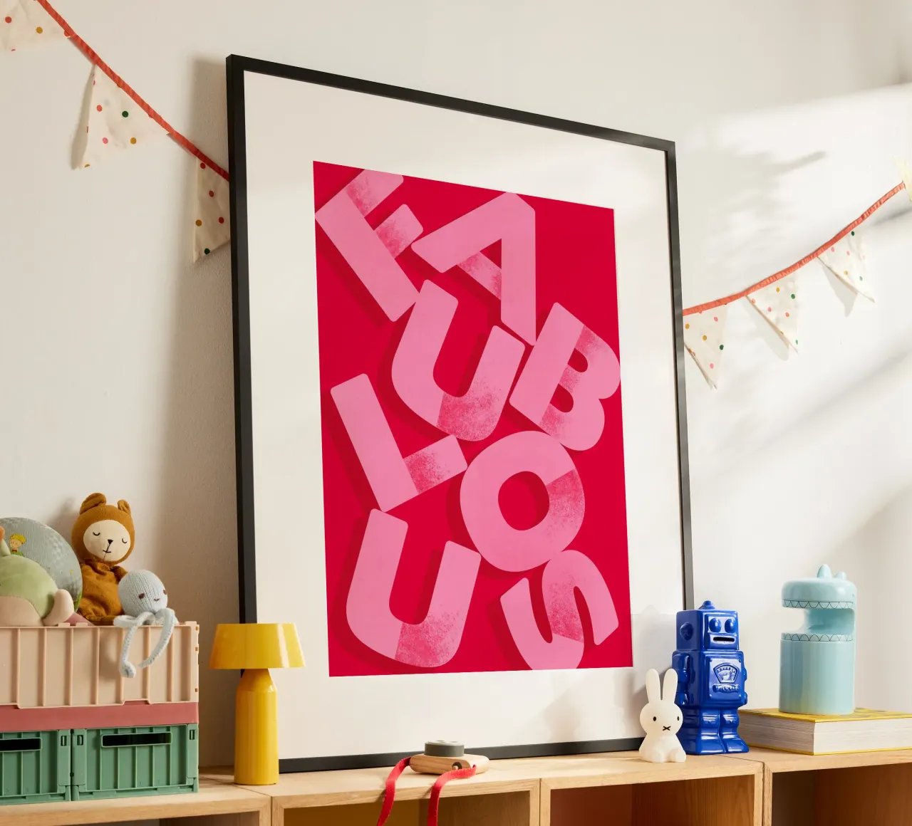 Fabulous Pink Typography on Red Background hahnemühle by showmemars