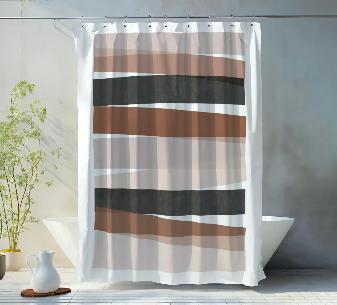 Strisce geometriche astratte tenda da doccia da Melloi Art Print