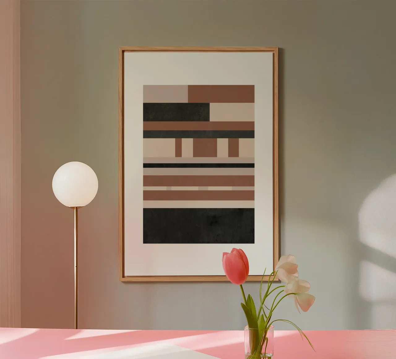 Astratto geometrico dai toni terrosi alluminio dibond da Melloi Art Print