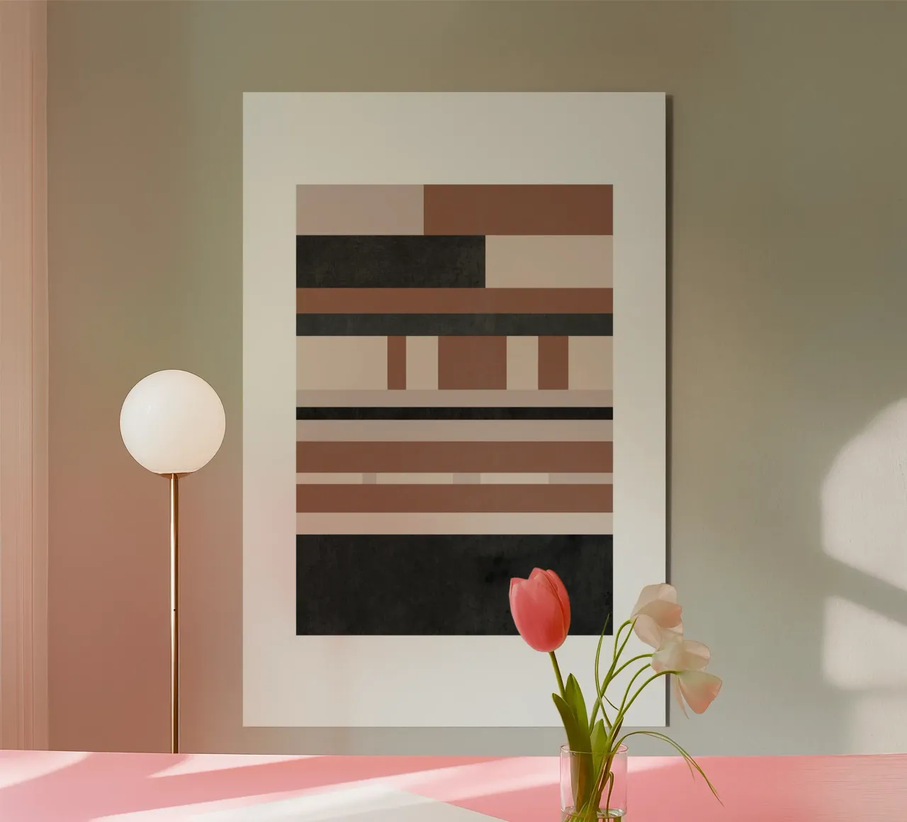 Astratto geometrico dai toni terrosi alluminio dibond da Melloi Art Print