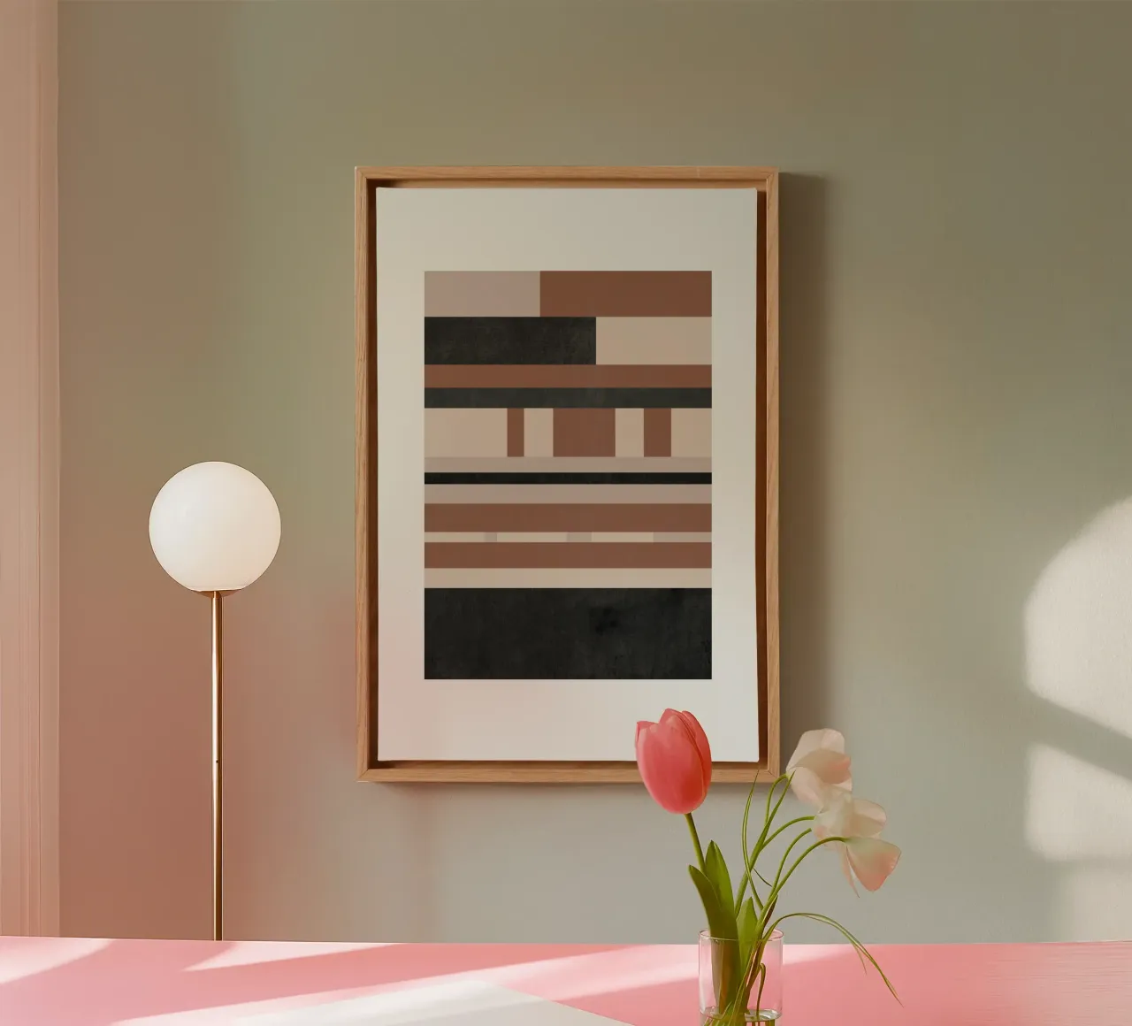Aardetinten Geometrisch abstract canvas van Melloi Art Print