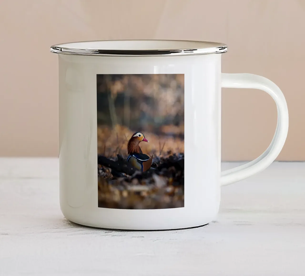 Anatra al mandarino tazza in smalto da Tom's Wildlife
