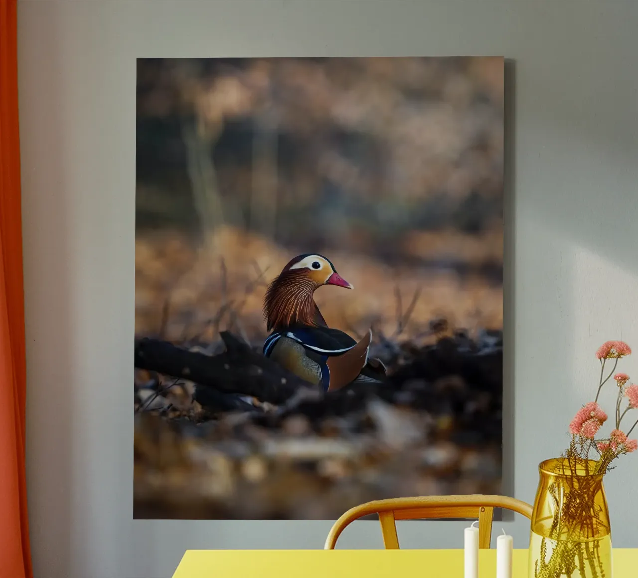 Mandarijneend canvas met Baklijst van Tom's Wildlife