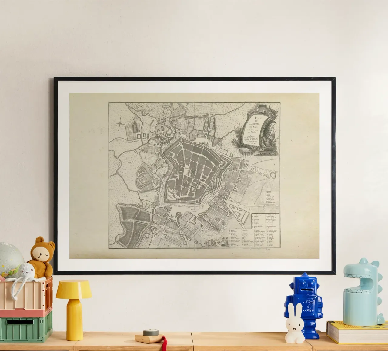 Leipzig, Germany, 1757 poster con telaio in alluminio da Artokoloro Quint Lox Ltd
