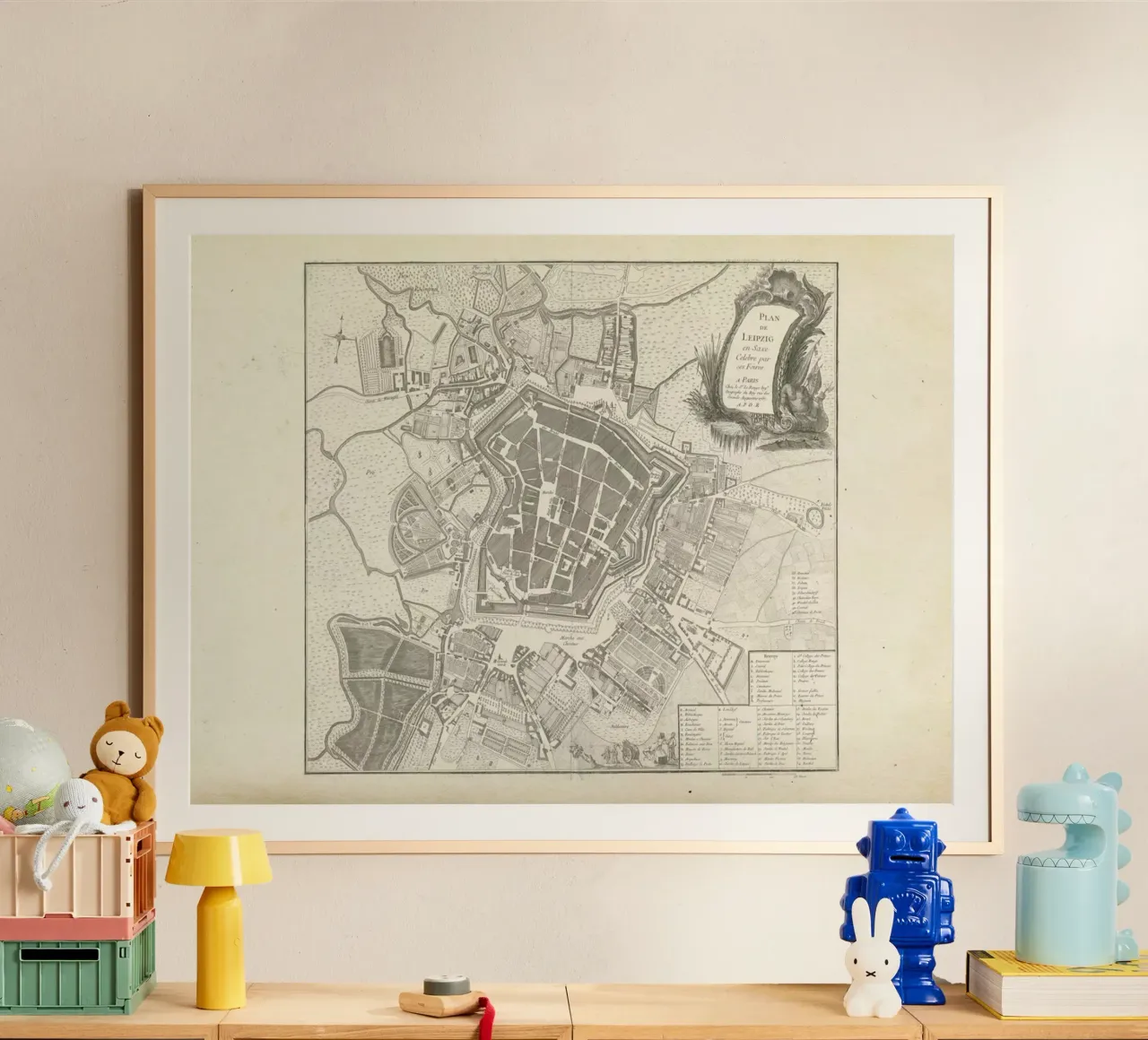 Leipzig, Germany, 1757 poster con telaio in alluminio da Artokoloro Quint Lox Ltd