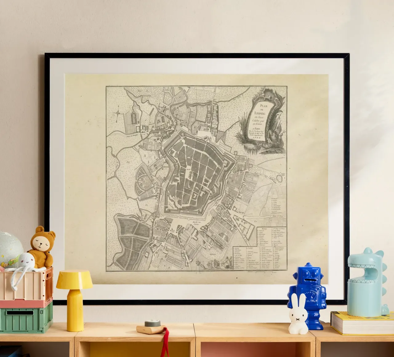 Leipzig, Germany, 1757 poster con telaio in alluminio da Artokoloro Quint Lox Ltd