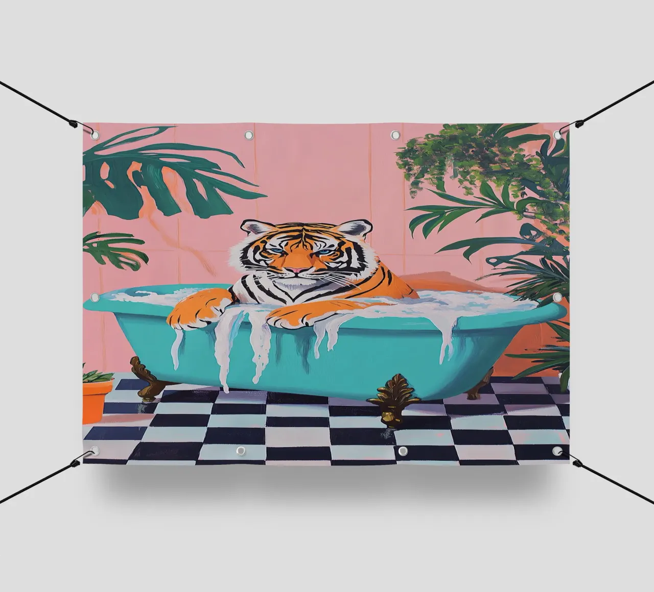 La tigre in bagno telo in pvc da Nikis Art Studio