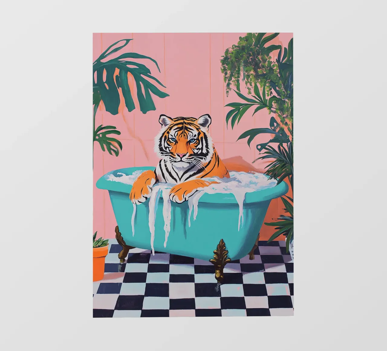 La tigre in bagno telo in pvc da Nikis Art Studio