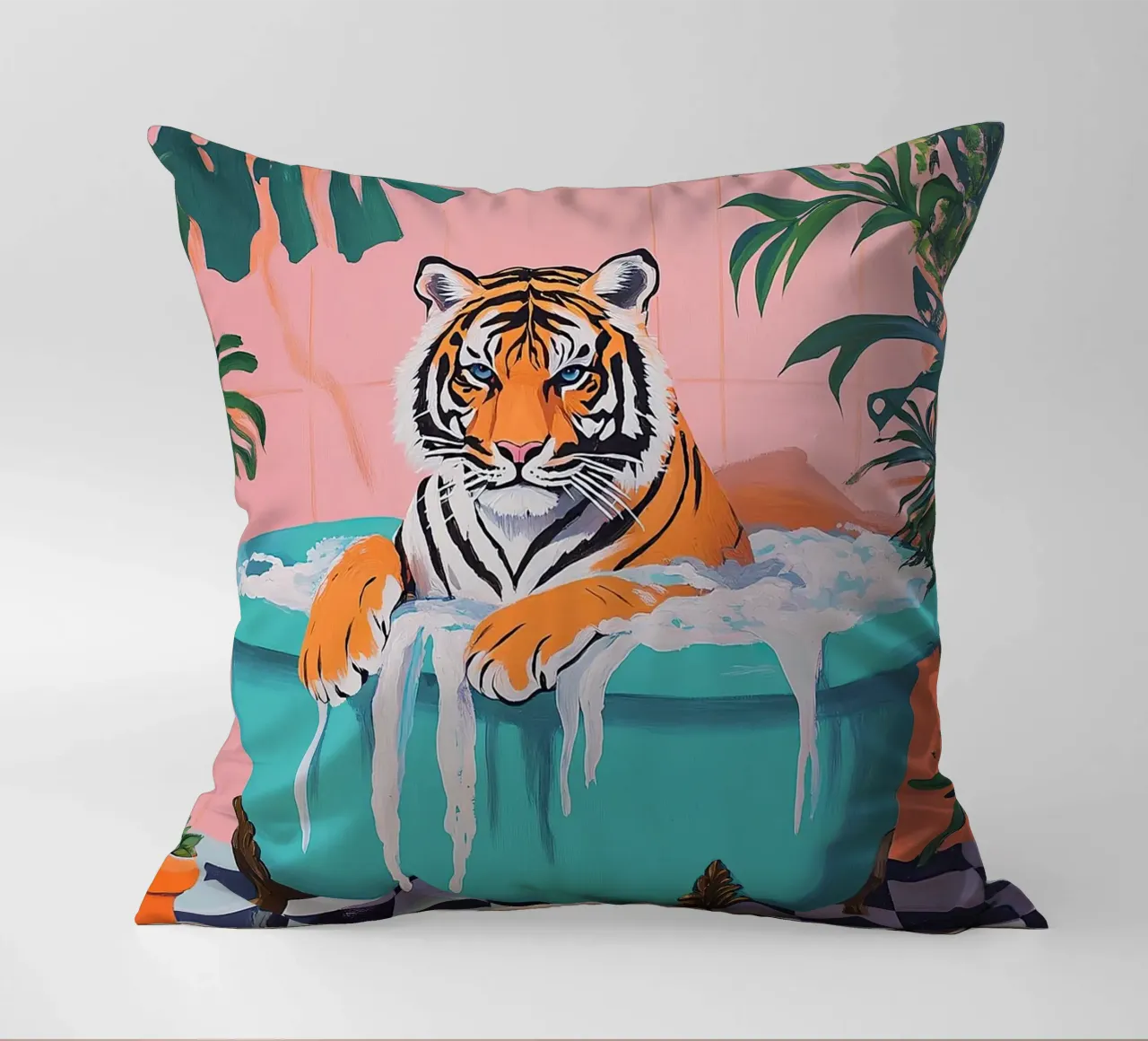 La tigre in bagno cuscino da Nikis Art Studio