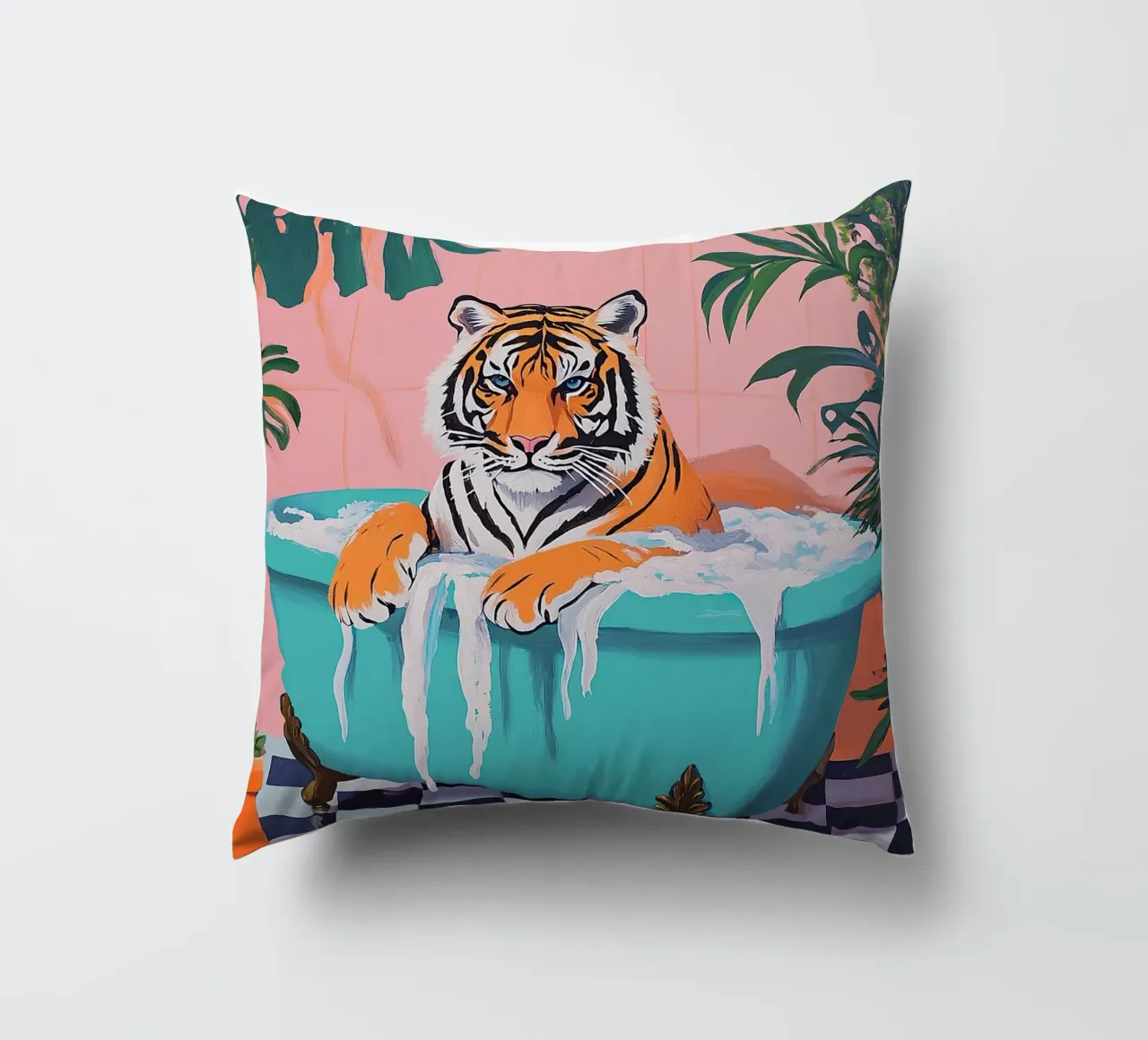 La tigre in bagno cuscino da Nikis Art Studio
