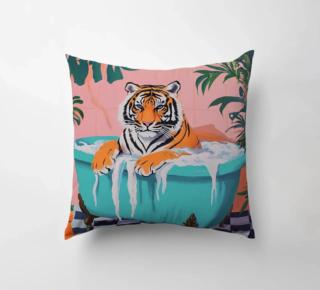 La tigre in bagno cuscino da Nikis Art Studio