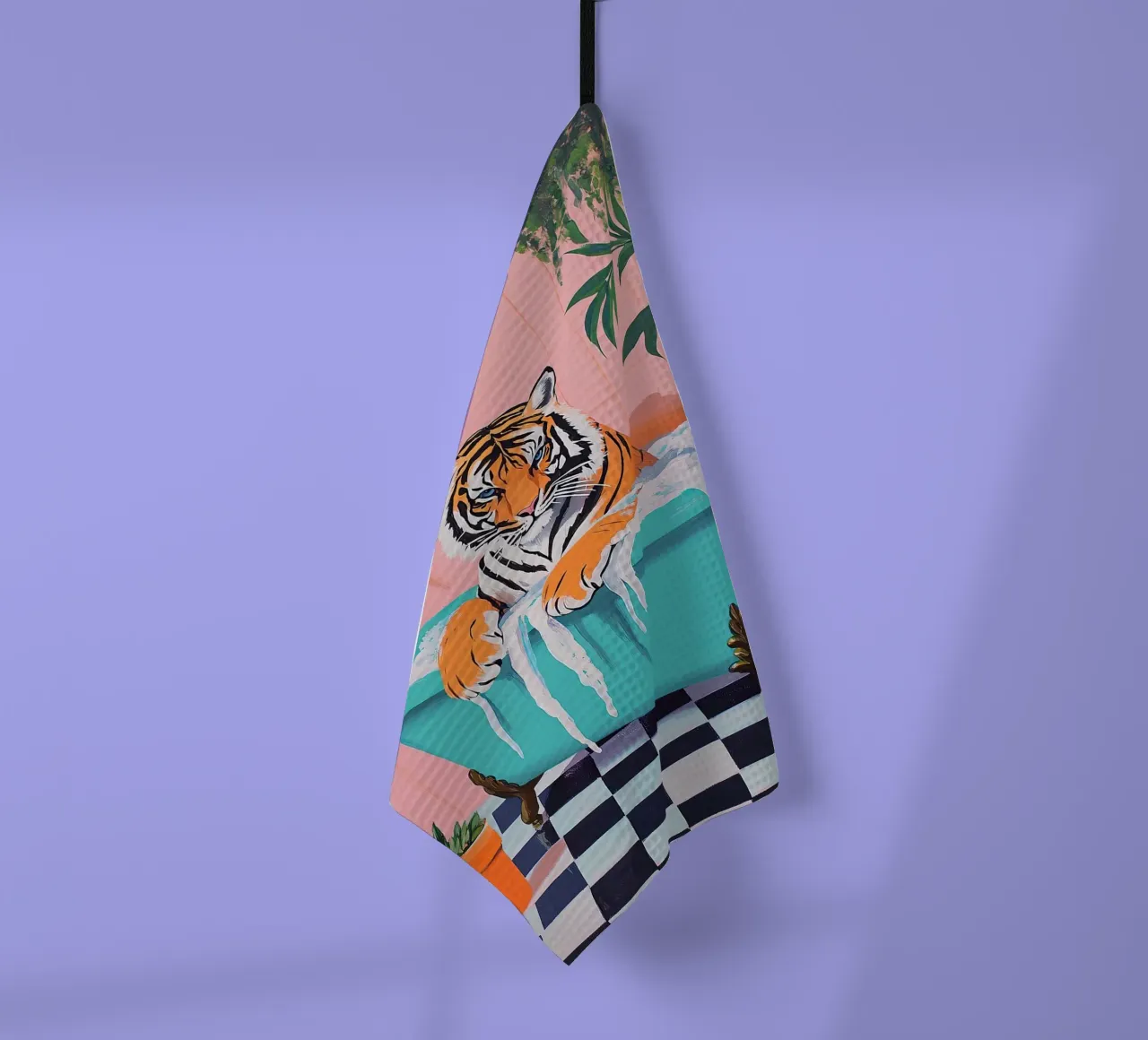 La tigre in bagno canovaccio da cucina da Nikis Art Studio