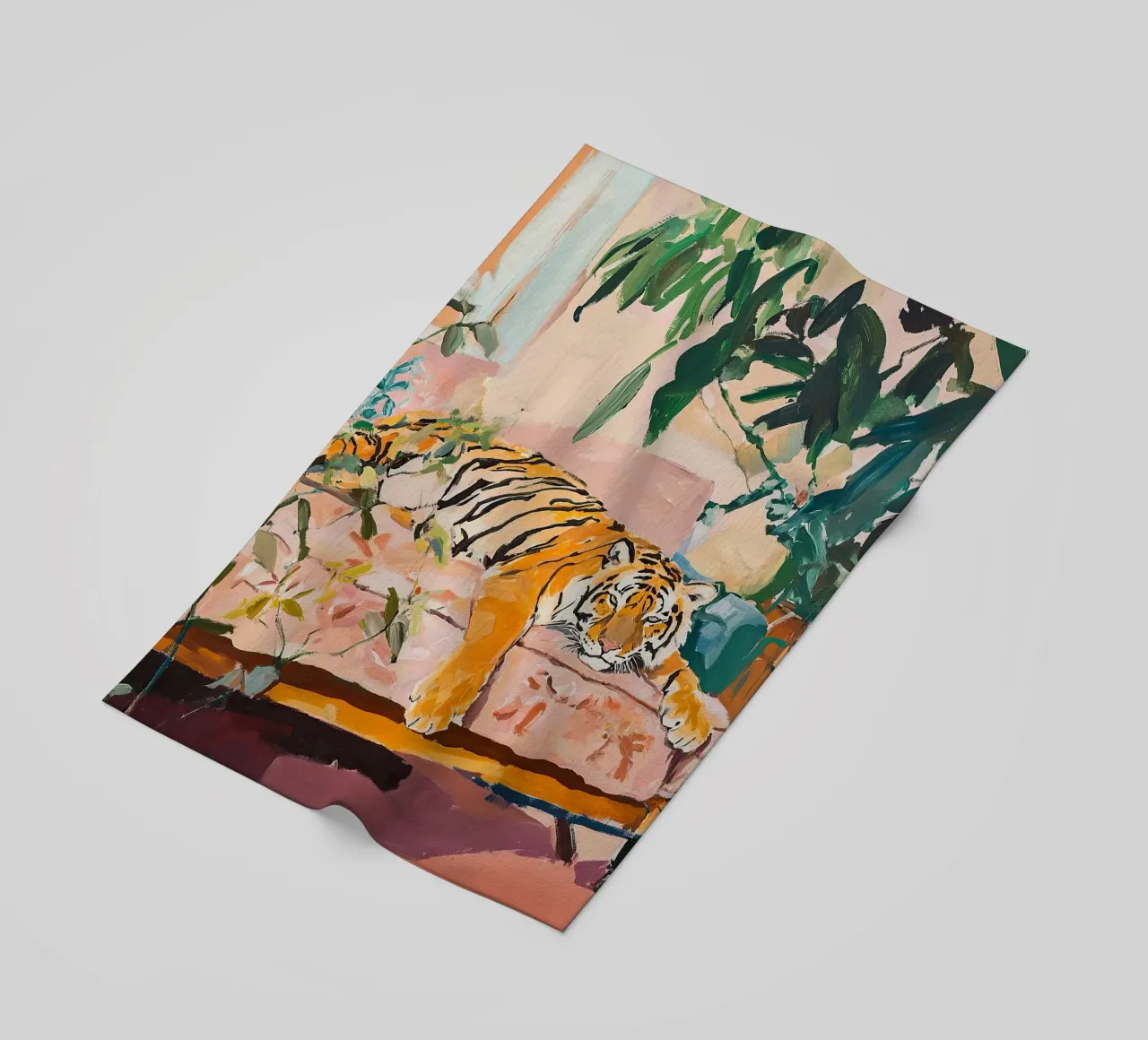 Una tigre sul divano telo mare da Nikis Art Studio