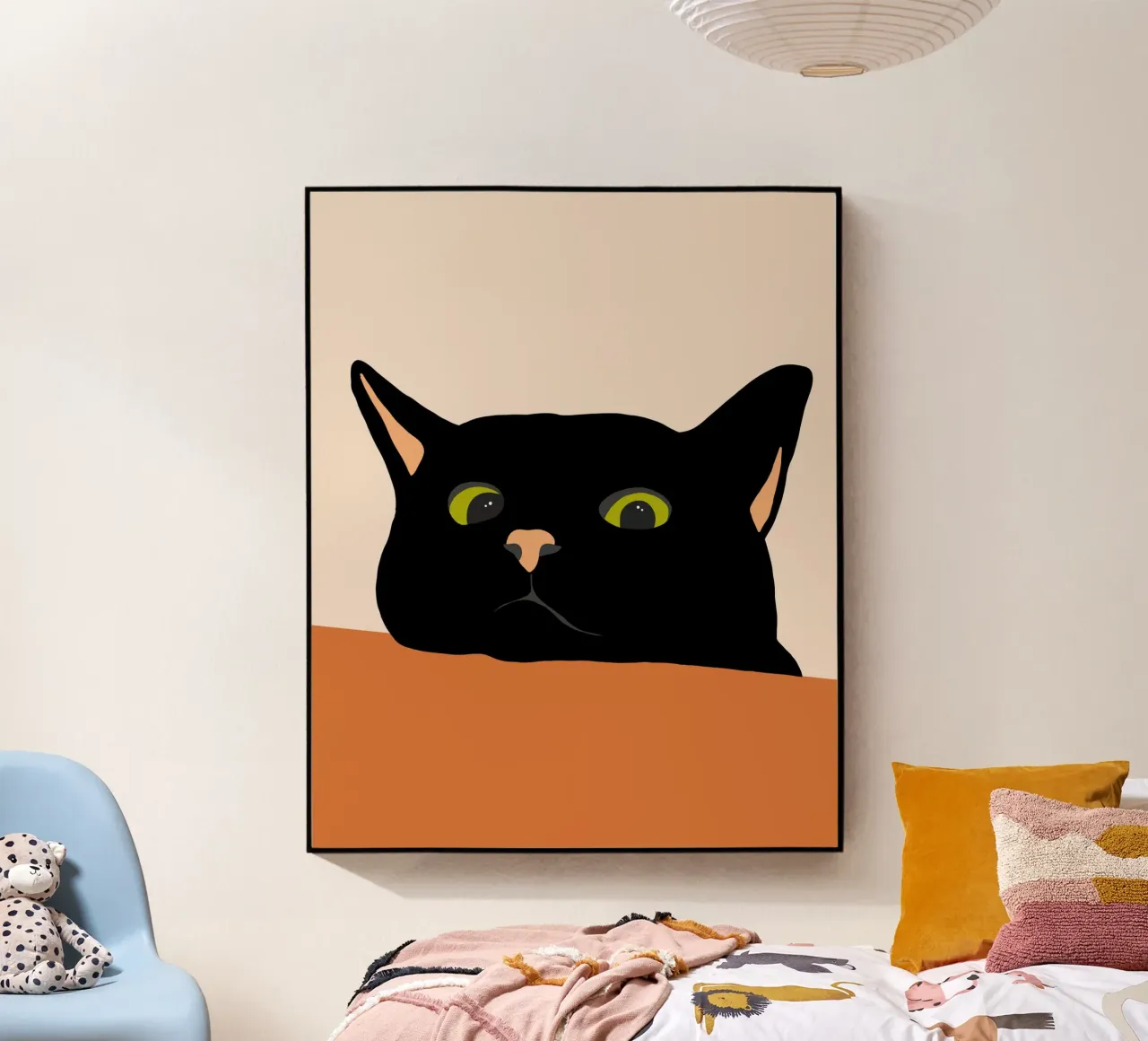 Il gatto curioso, animali domestici Carino Minimal Whimsical Painting plexiglass da 83oranges