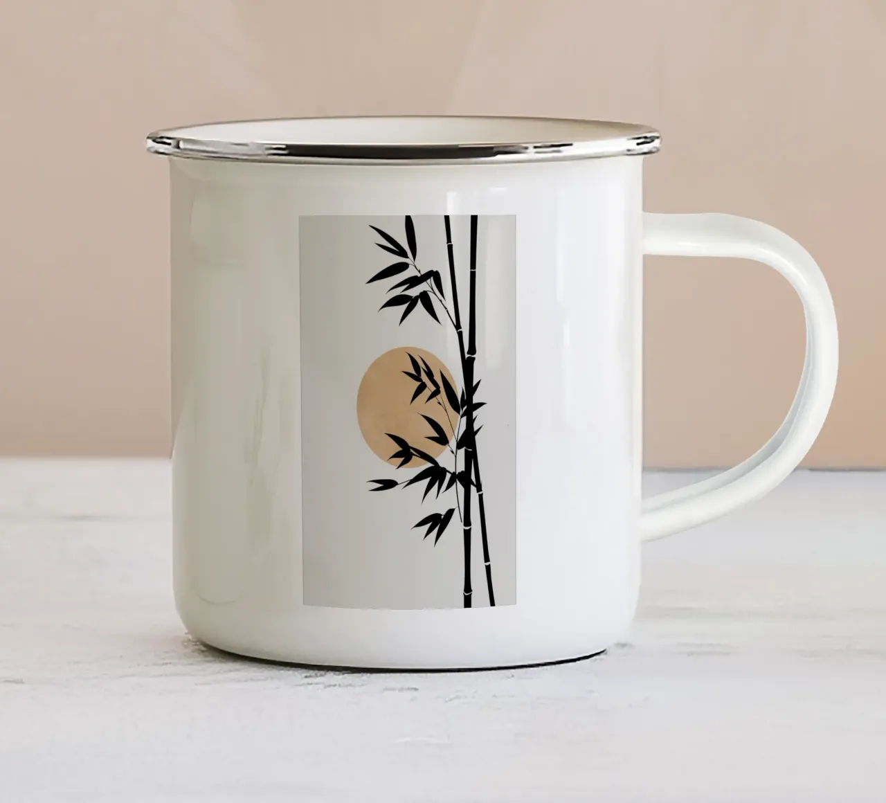 Bamboe bij zonsondergang tazza in smalto da studiopicaprints
