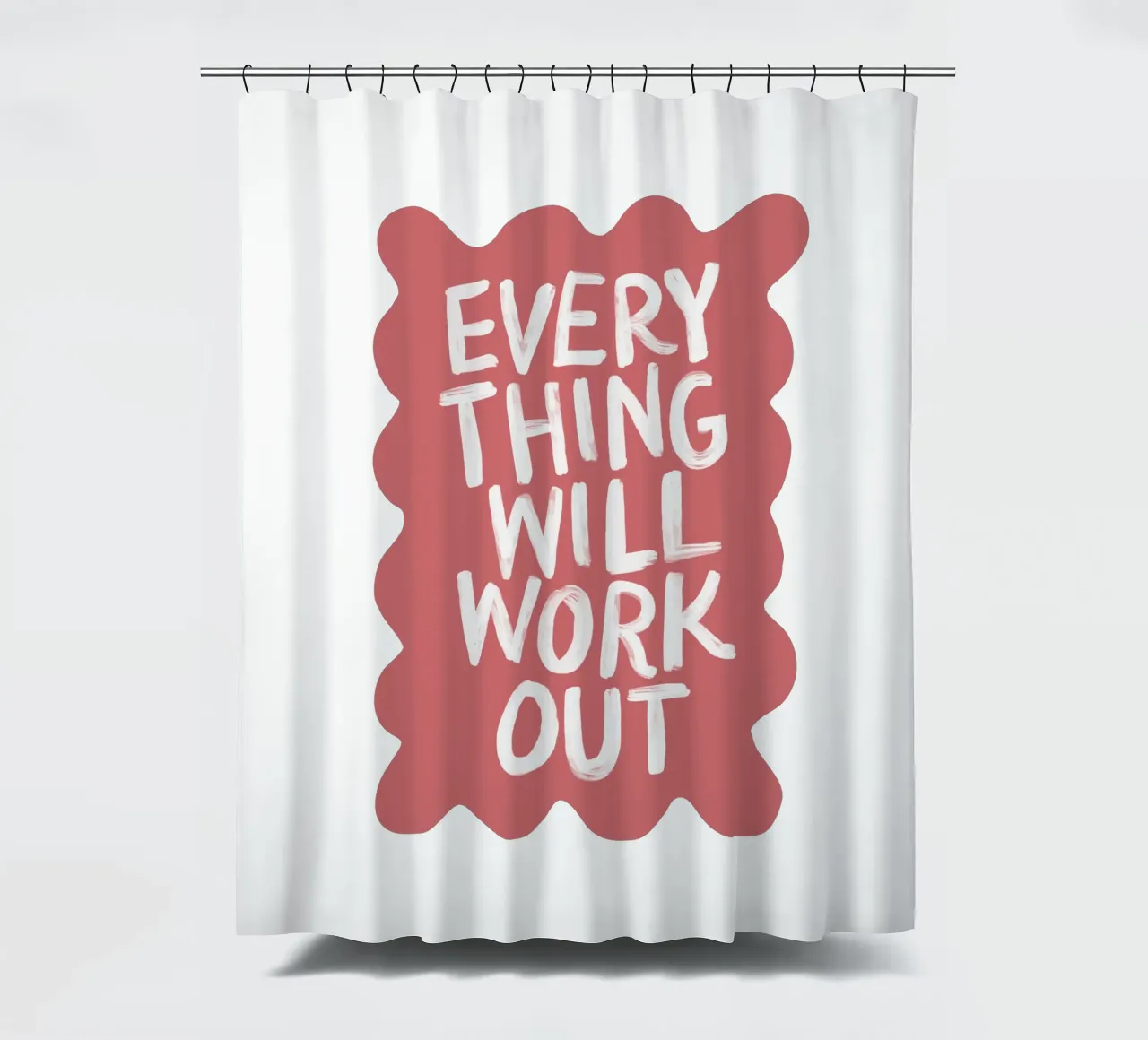 Tutto si risolverà in una moderna tipografia pastello al lampone tenda da doccia da THE MOTIVATED TYPE