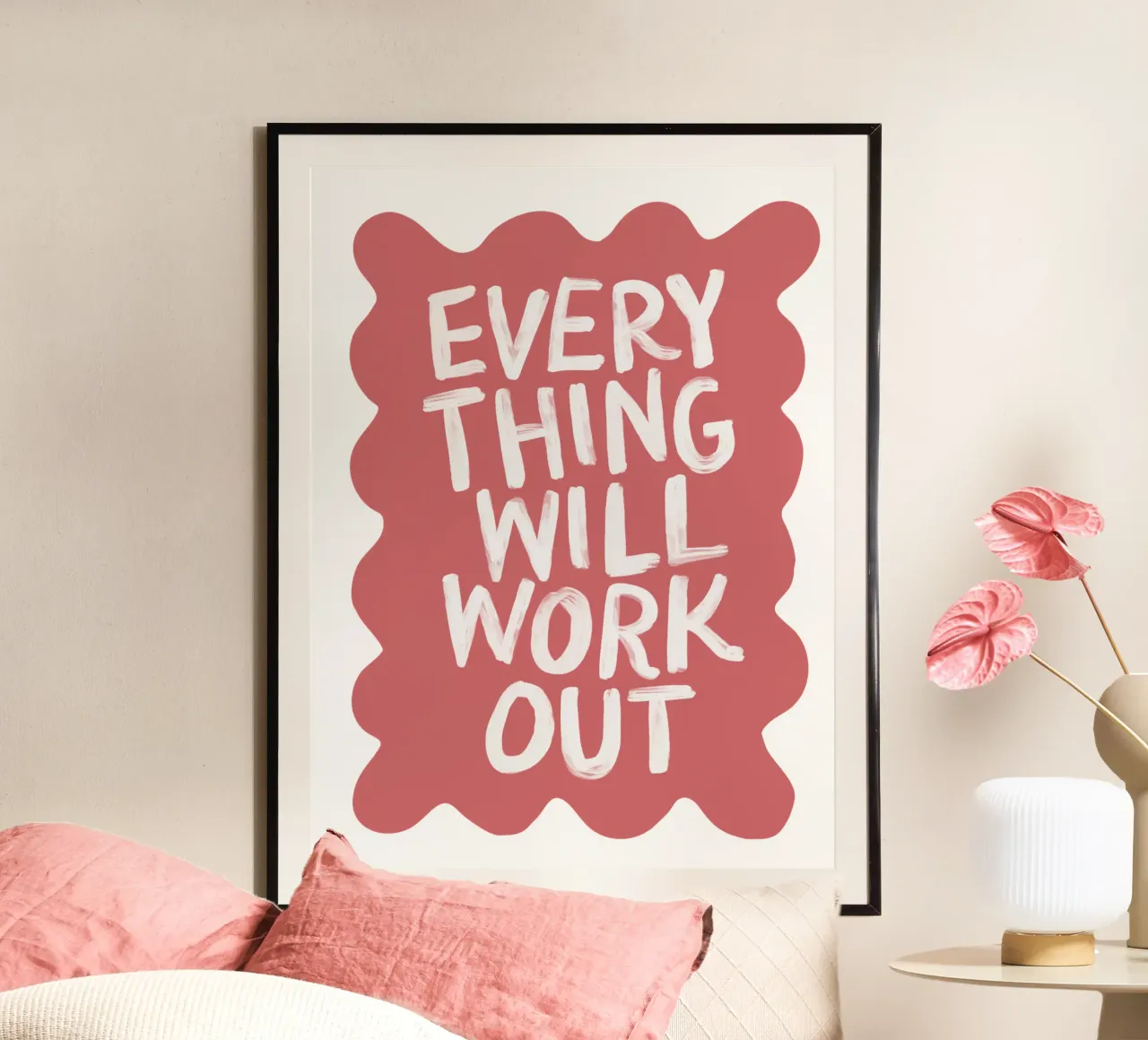 Tutto si risolverà in una moderna tipografia pastello al lampone carta hahnemühle da THE MOTIVATED TYPE