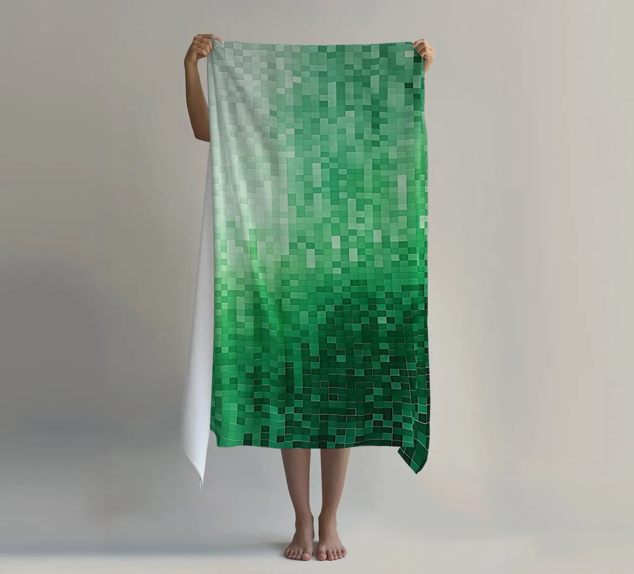 Moderno motivo a pixel verde | design tessile telo mare da Autofocus