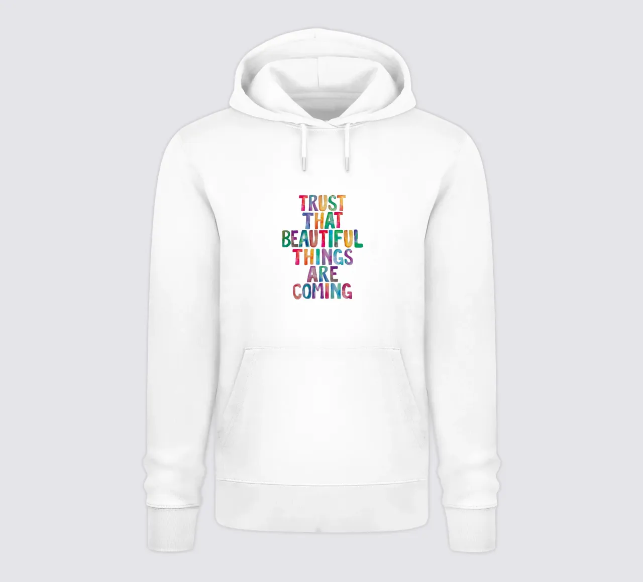 Fiducia che le cose belle stanno arrivando Tipografia arcobaleno felpa con cappuccio da THE MOTIVATED TYPE