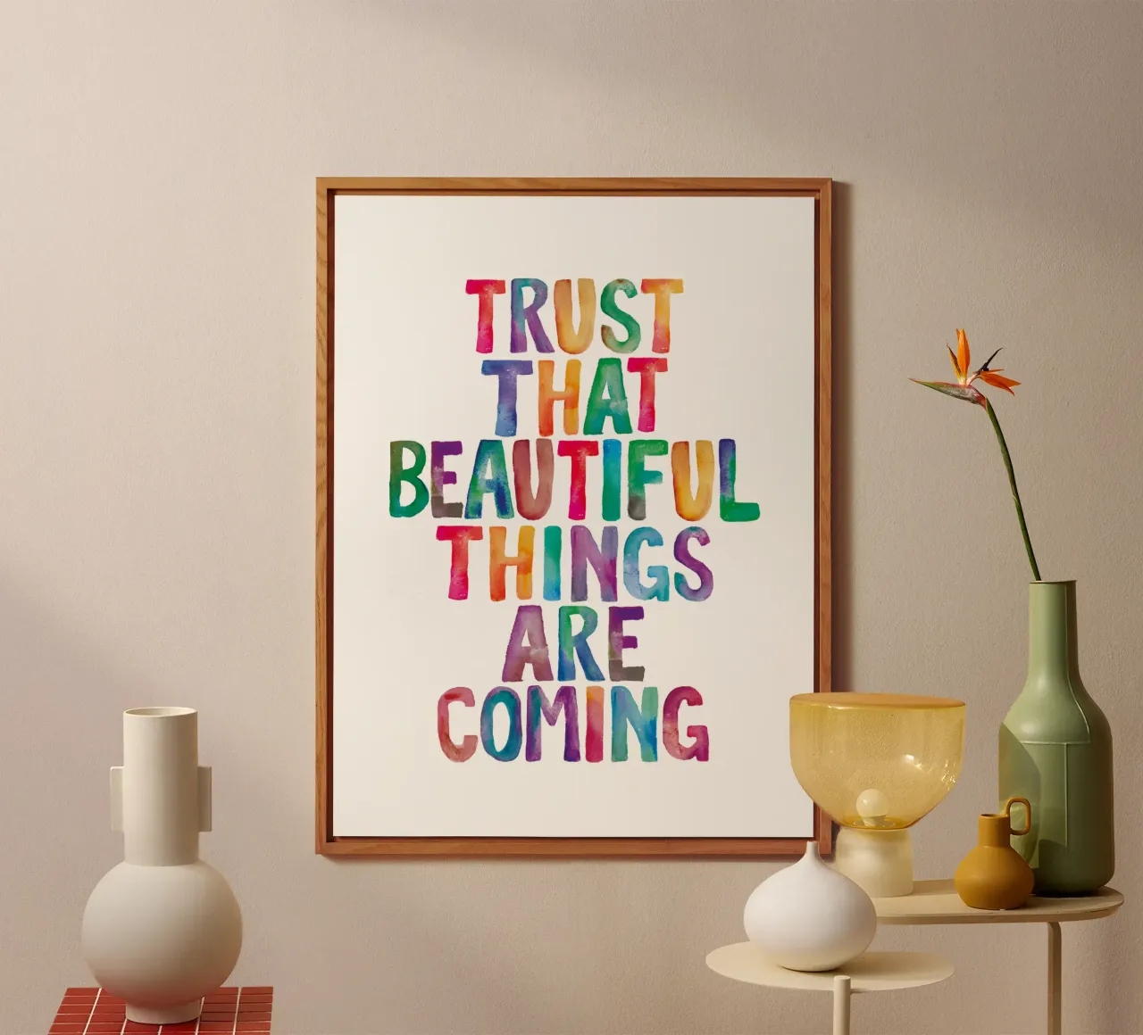 Fiducia che le cose belle stanno arrivando Tipografia arcobaleno alluminio dibond da THE MOTIVATED TYPE