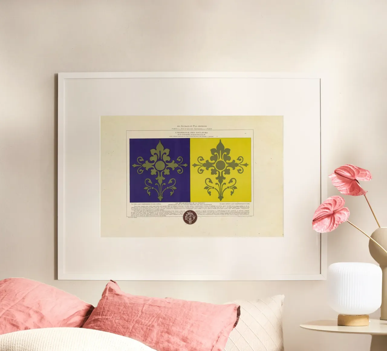 Complementary Colours Purple and Yellow, L'harmonie des couleurs, 1815 - Édouard Guichard Poster mit Aluminium Rahmen von Artokoloro Quint Lox Ltd