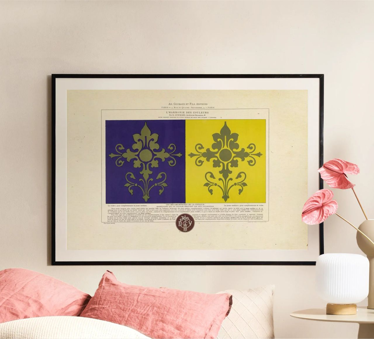 Complementary Colours Purple and Yellow, L'harmonie des couleurs, 1815 - Édouard Guichard Poster von Artokoloro Quint Lox Ltd