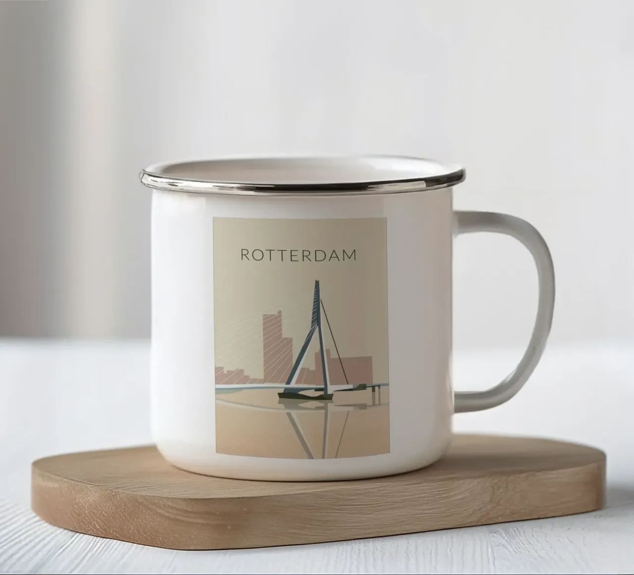 Erasmusbrug Rotterdam tazza in smalto da studiopicaprints
