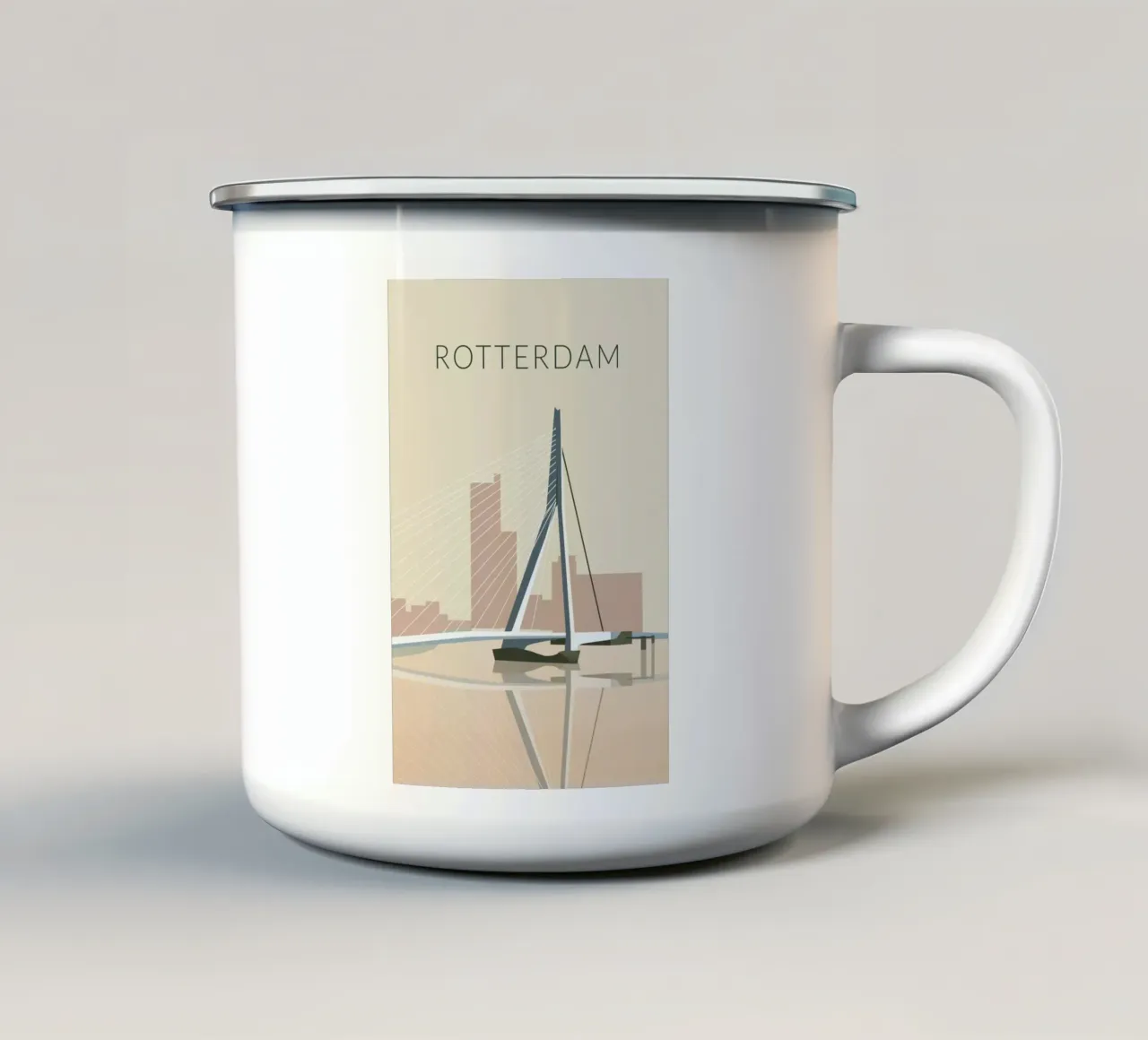 Erasmusbrug Rotterdam tazza in smalto da studiopicaprints