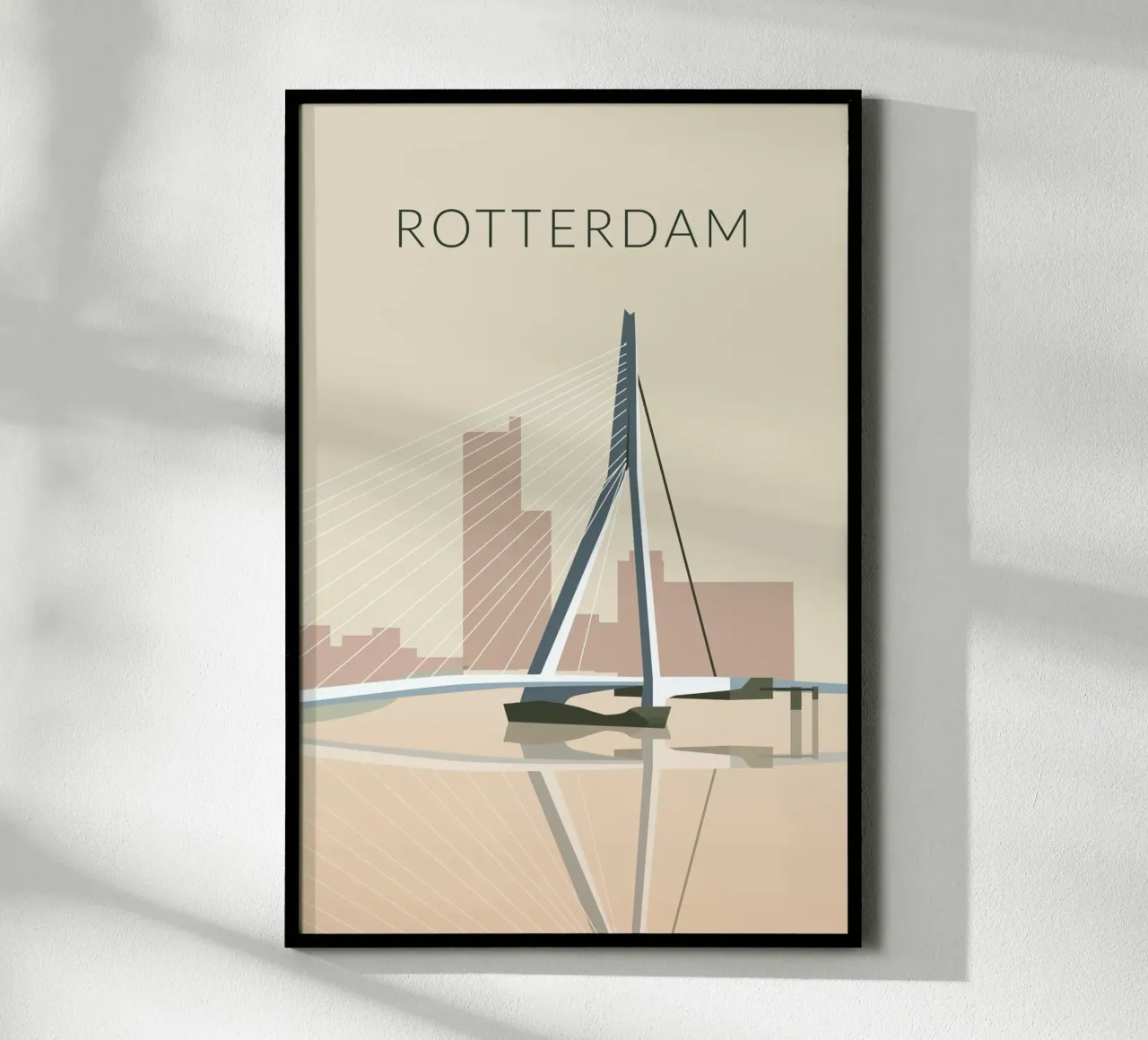 Erasmusbrug Rotterdam poster con telaio in alluminio da studiopicaprints