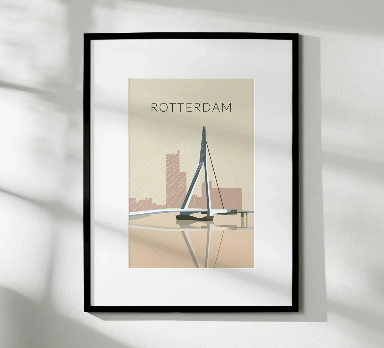 Erasmusbrug Rotterdam poster con telaio in alluminio da studiopicaprints