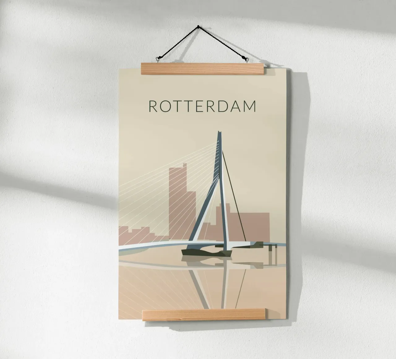 Erasmusbrug Rotterdam poster con telaio in alluminio da studiopicaprints
