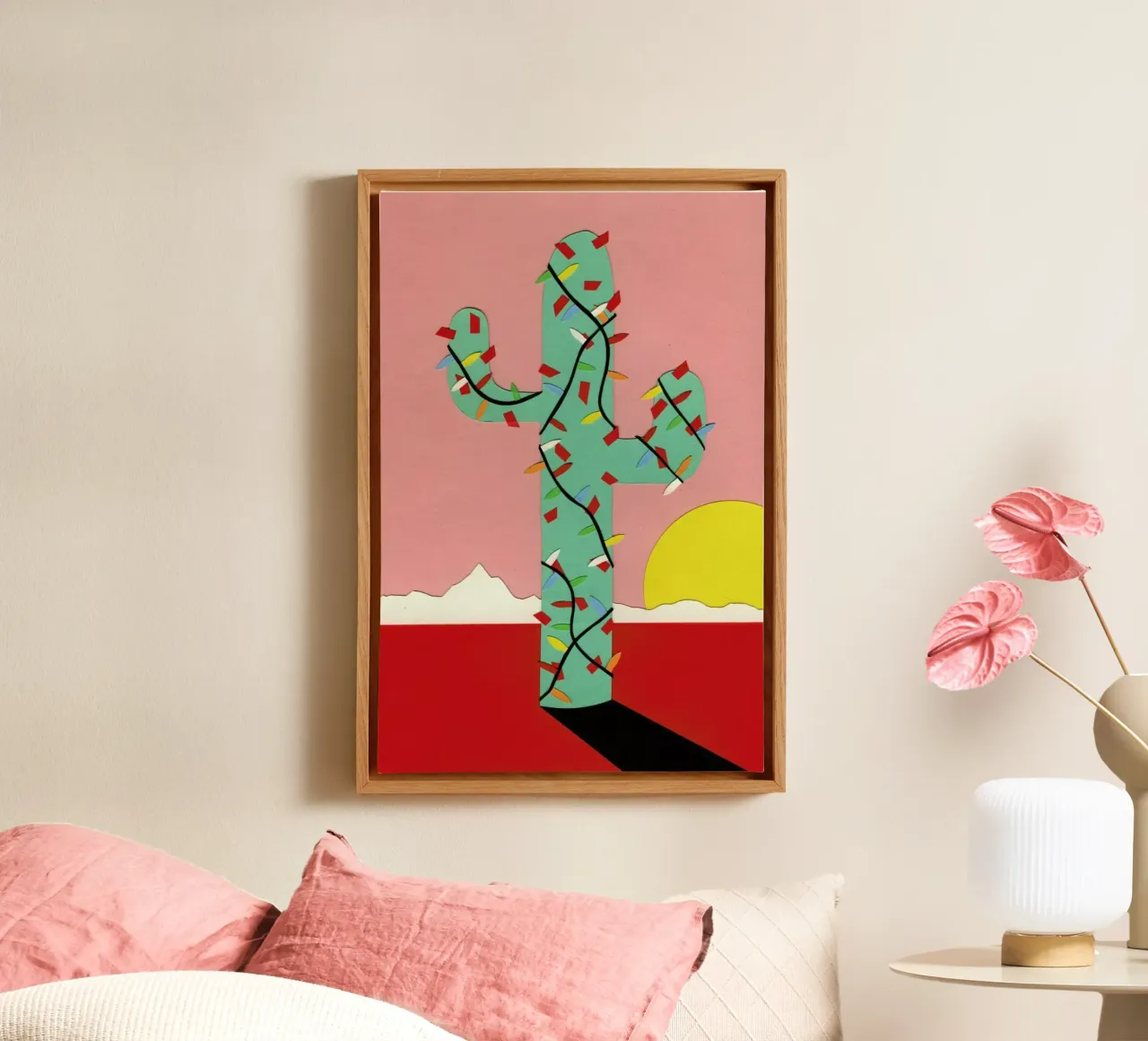 Christmas Cactus tela con Cornice a cassetta da Rosi Feist