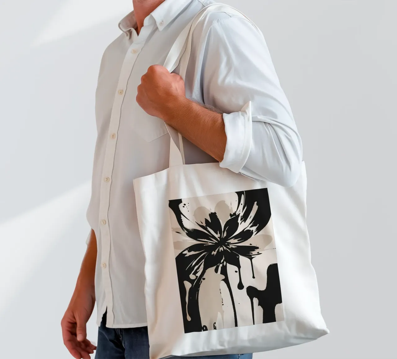 Ink flower art tote bag by studiopicaprints