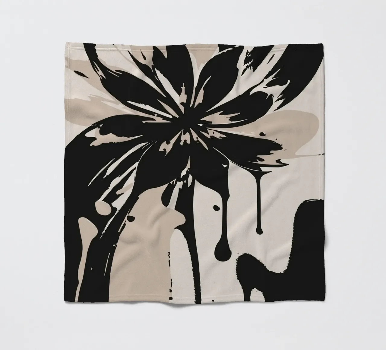 Ink flower art fleece blanket by studiopicaprints