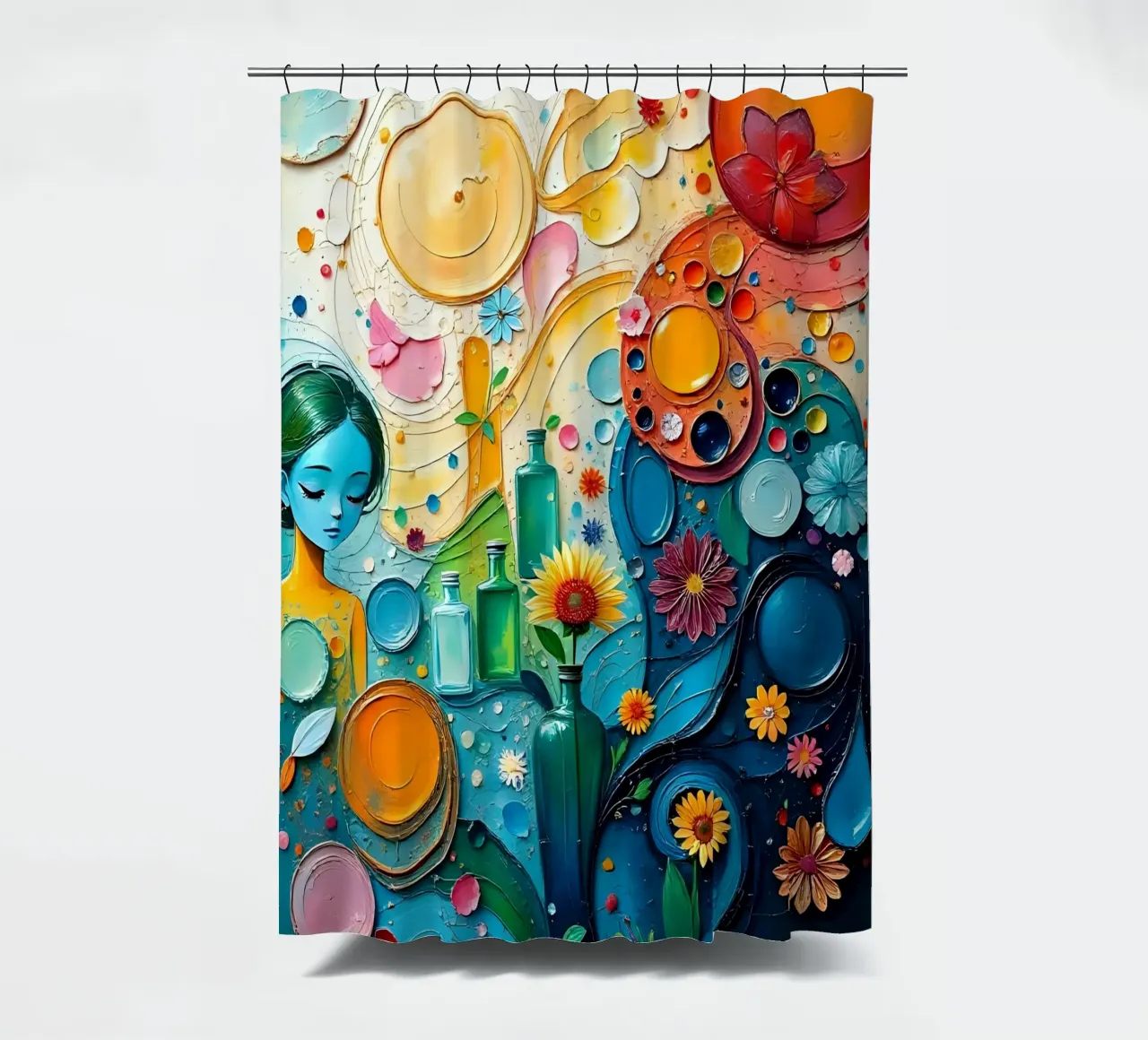 Face in picture_2 shower curtain by Farb- und Blütenzauber by LK