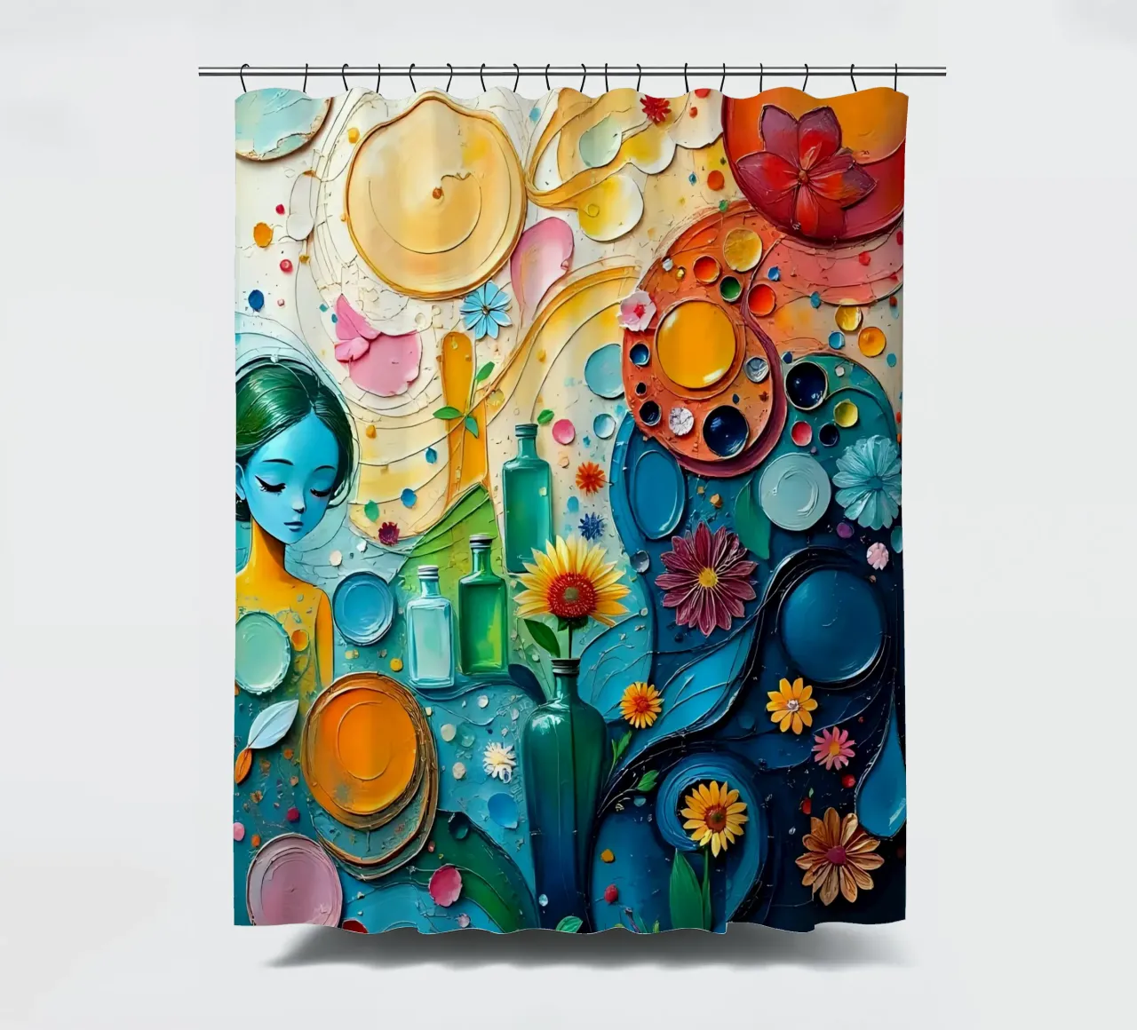 Face in picture_2 shower curtain by Farb- und Blütenzauber by LK