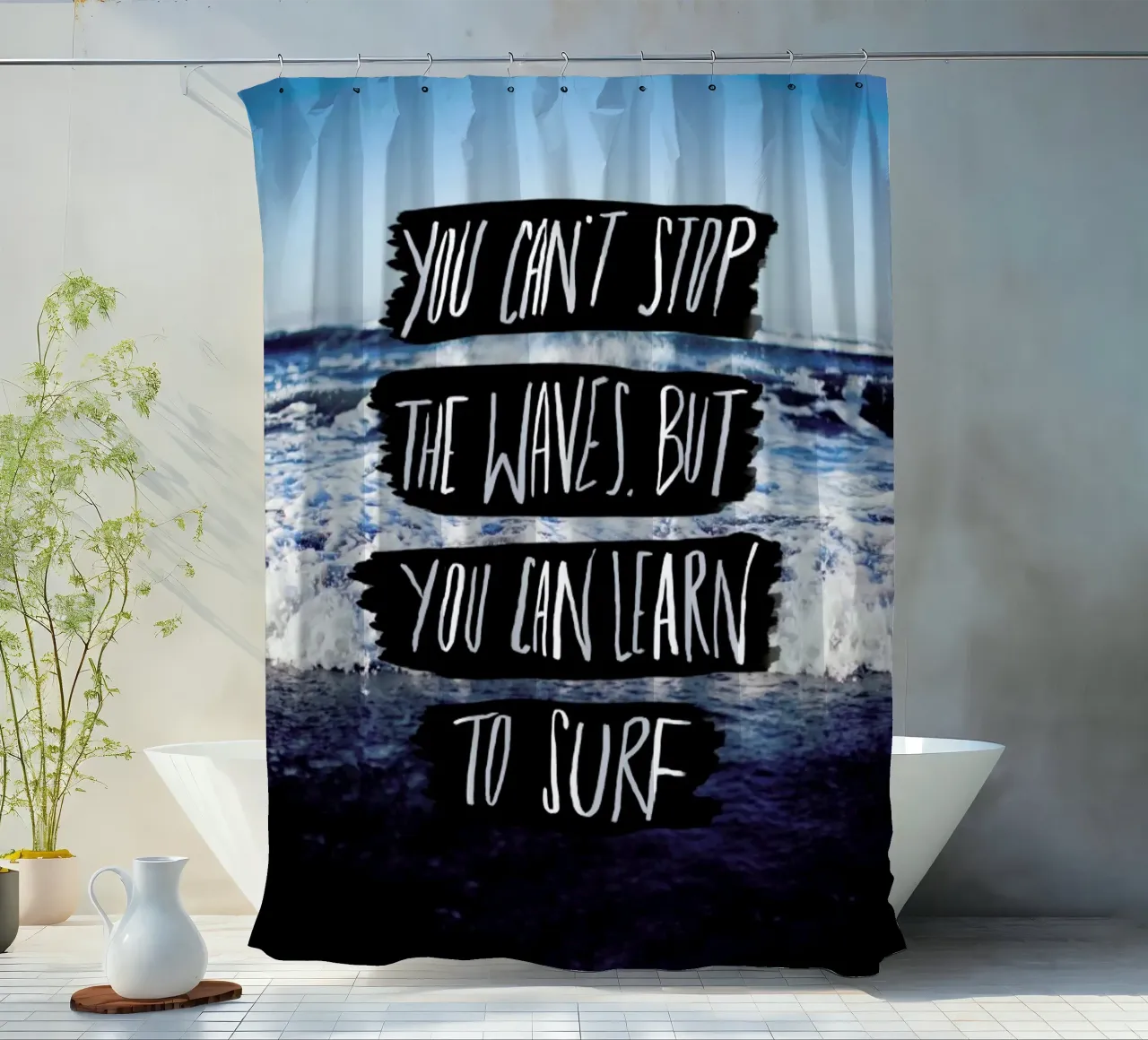 Learn to Surf tenda da doccia da Leah Flores