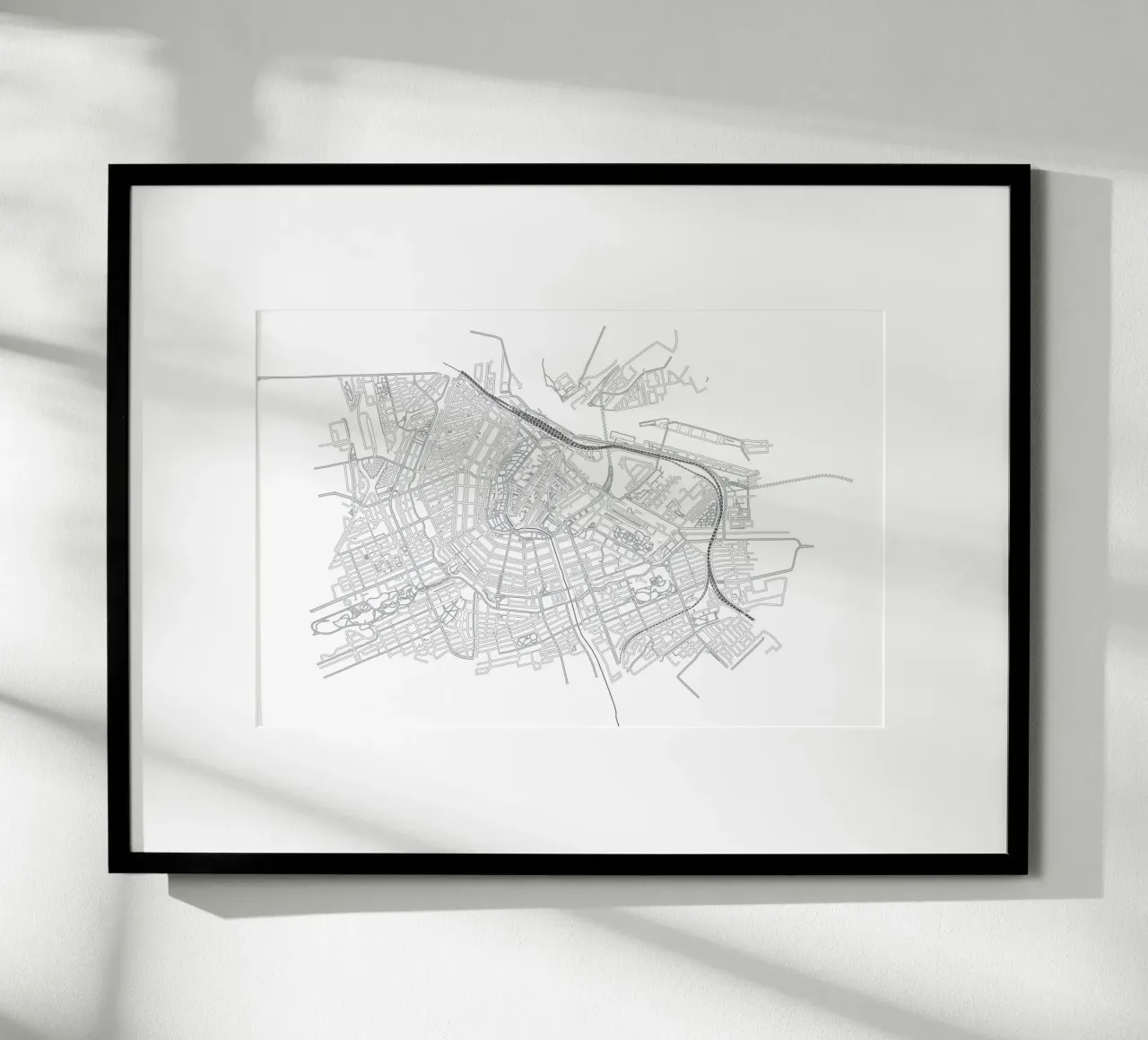 Mappa di Amsterdam poster con telaio in alluminio da studiopicaprints