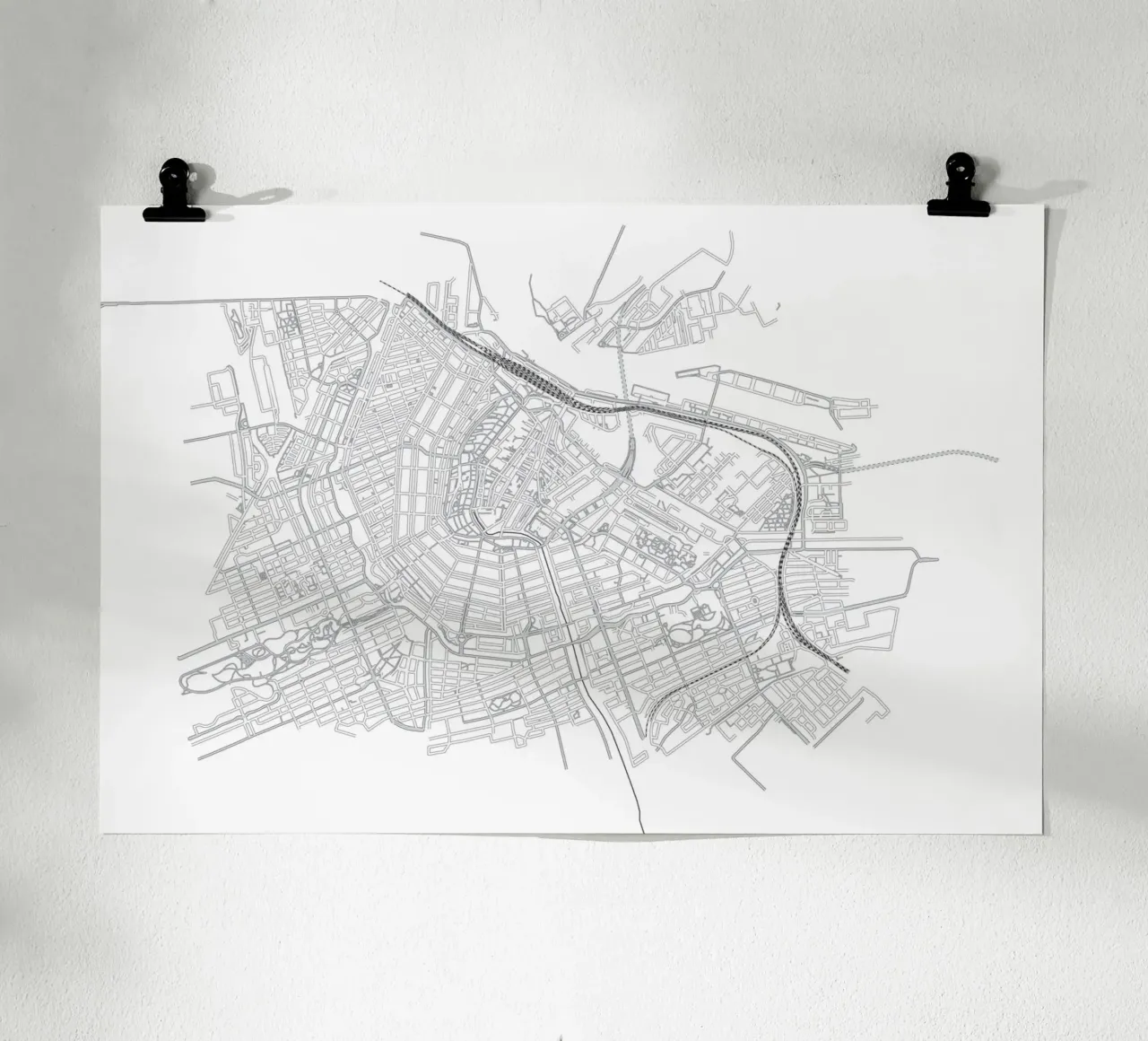 Mappa di Amsterdam poster con telaio in alluminio da studiopicaprints