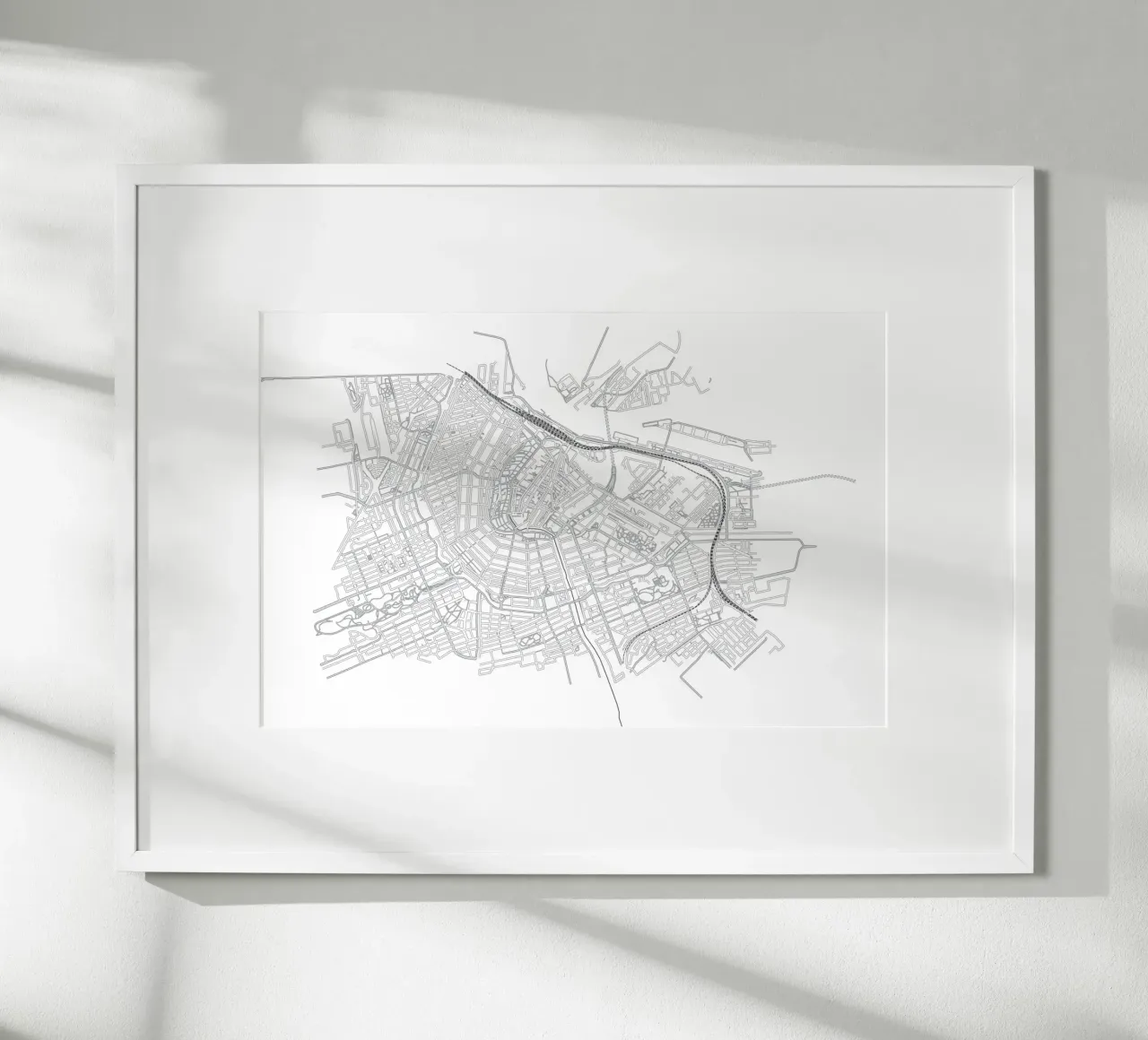 Mappa di Amsterdam poster con telaio in alluminio da studiopicaprints