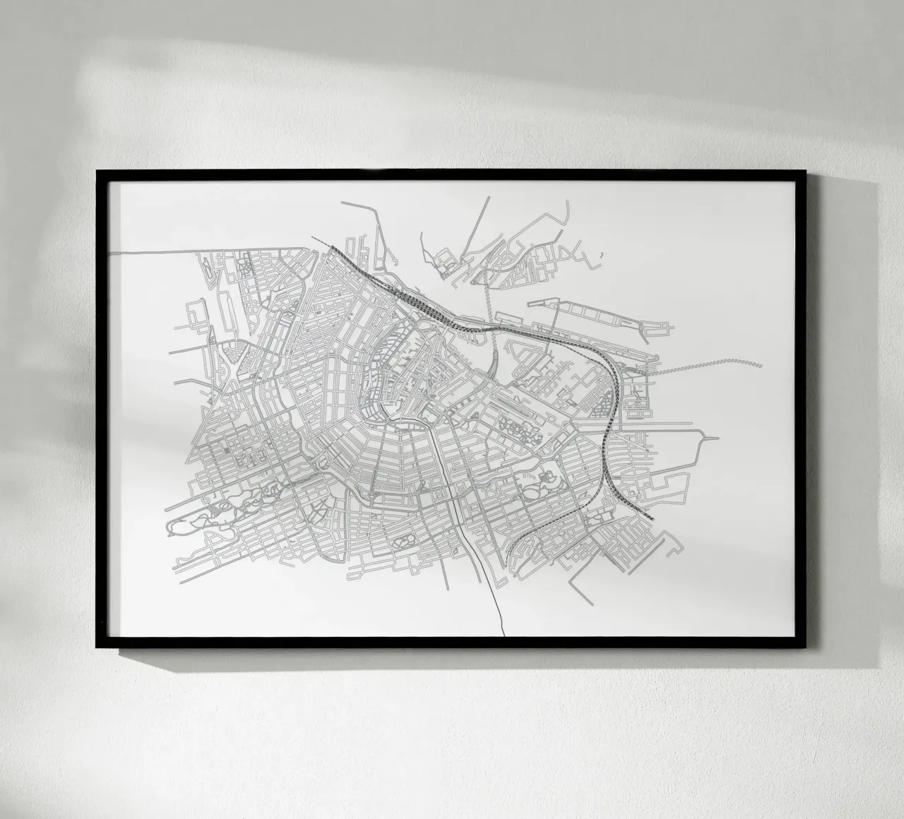 Mappa di Amsterdam poster con telaio in alluminio da studiopicaprints