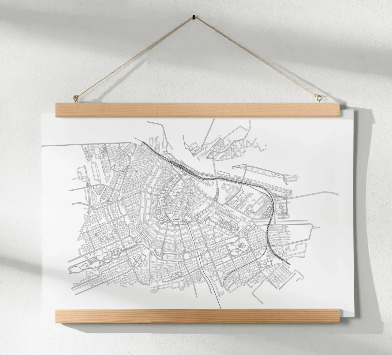 Mappa di Amsterdam poster con telaio in alluminio da studiopicaprints